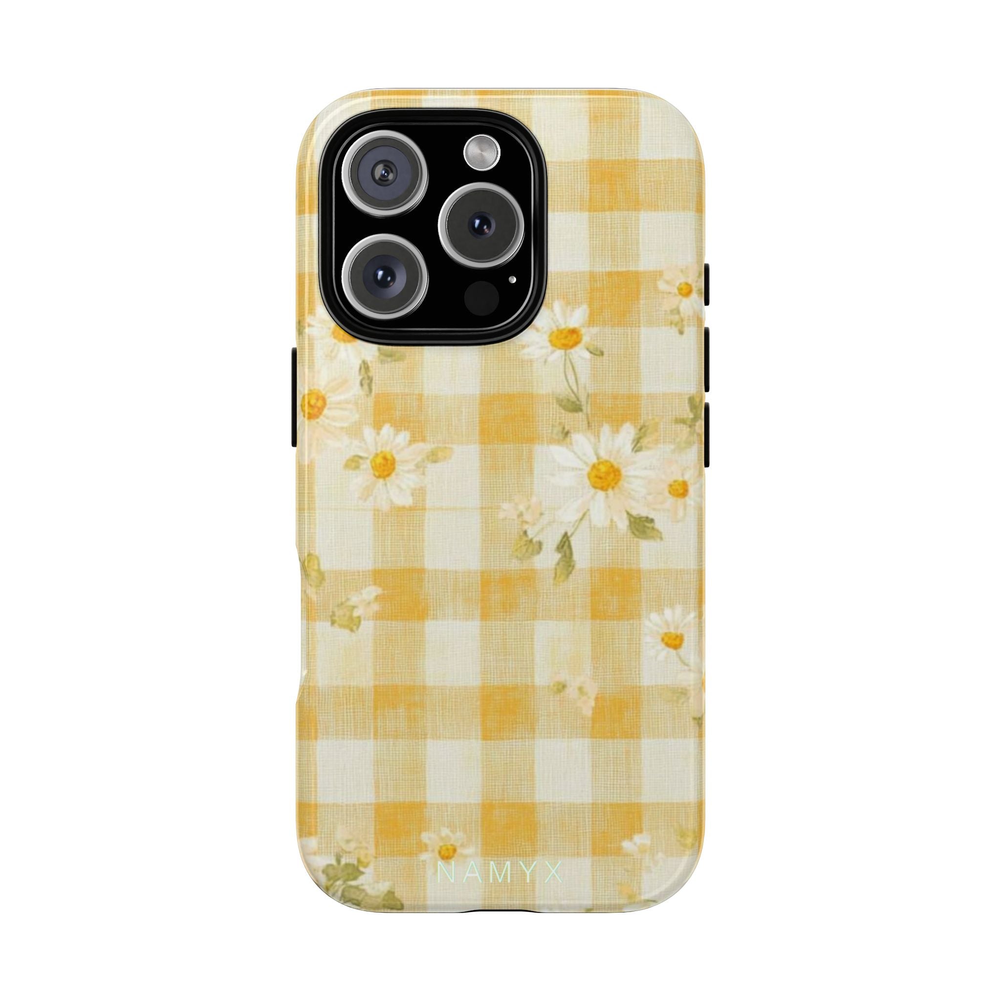 Daisy Gingham Tough Phone Case — Yellow Floral Protective Cover