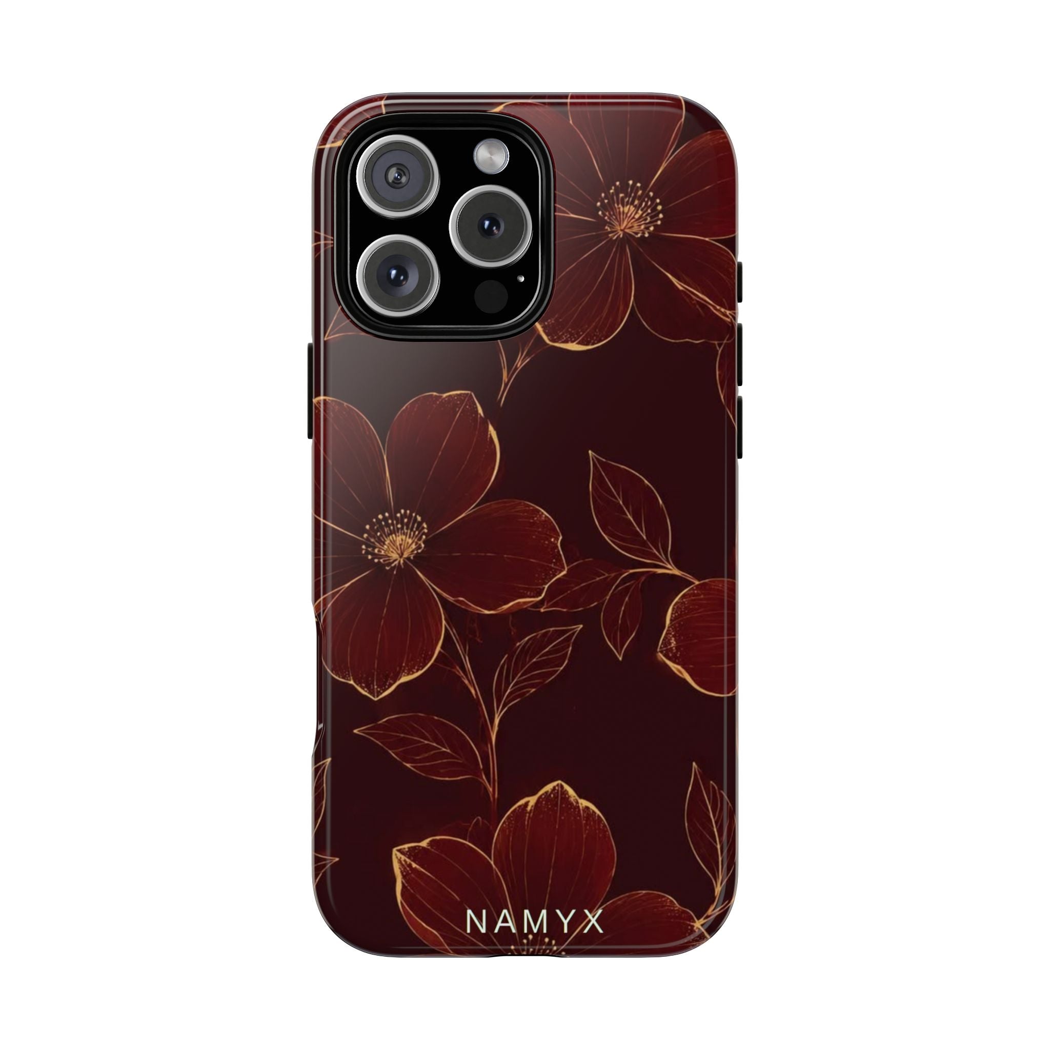 Floral Tough Case — Dark Red Botanical Phone Case