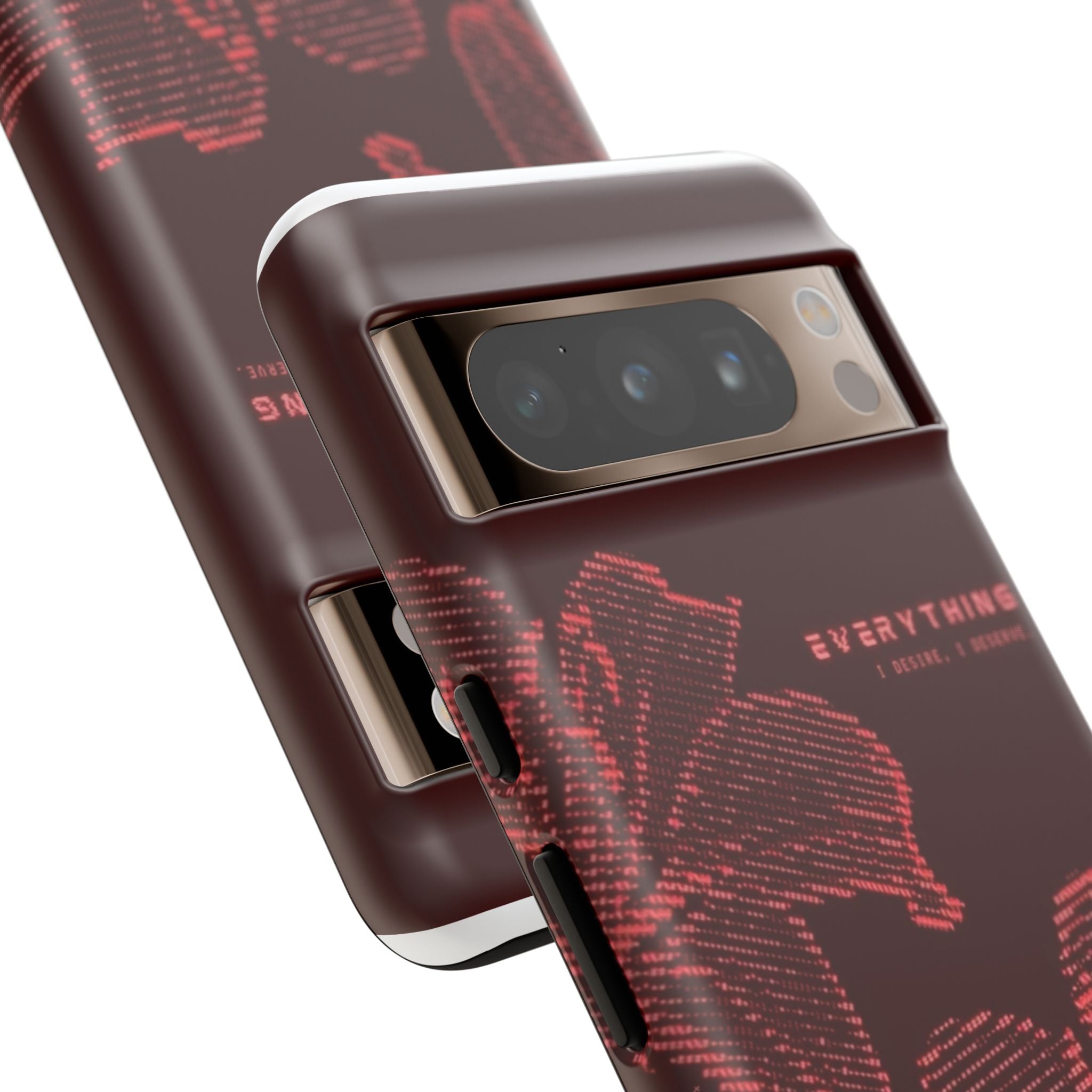 Floral Tough Phone Case — 'Everything' Burgundy Protective Cover