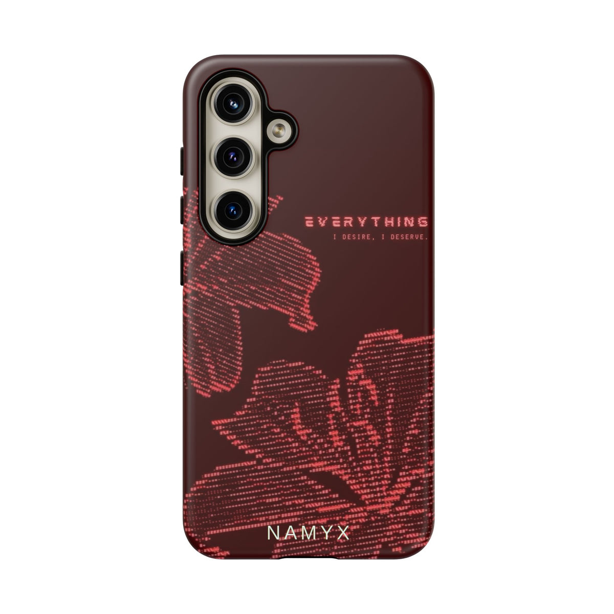 Floral Tough Phone Case — 'Everything' Burgundy Protective Cover