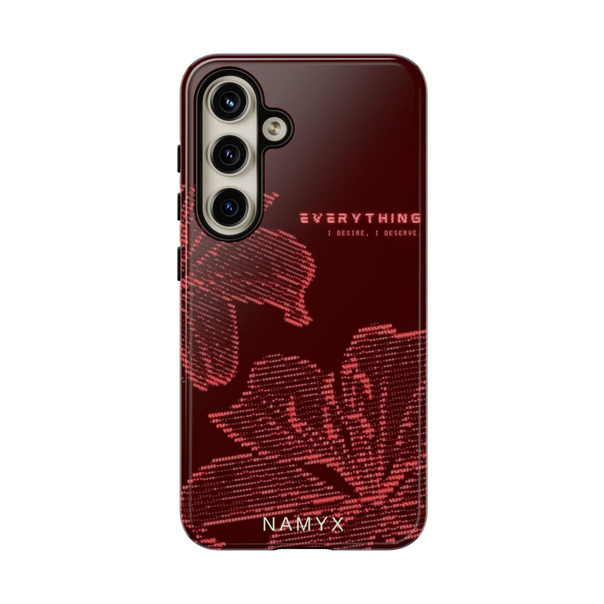 Floral Tough Phone Case — 'Everything' Burgundy Protective Cover