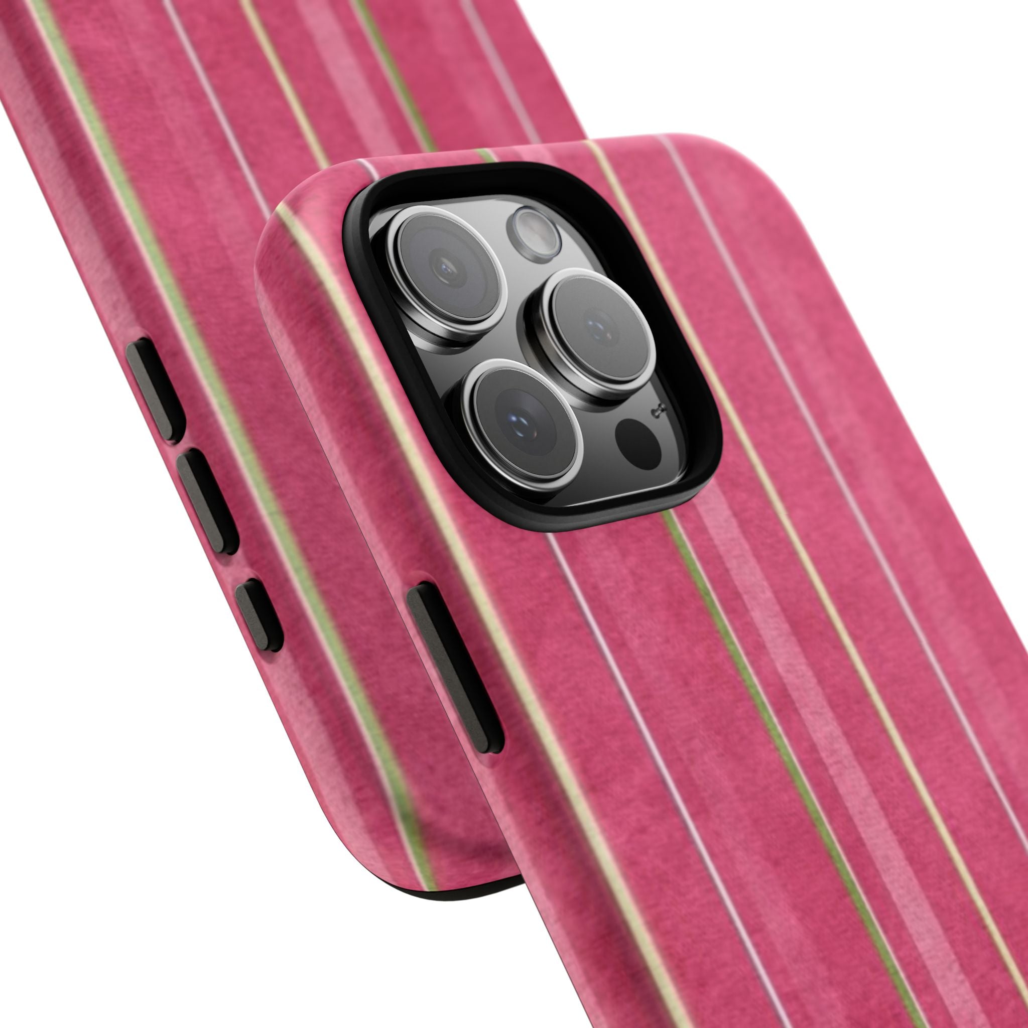 Pink Vertical Stripe Tough Phone Case — Durable Protective iPhone Cover with Subtle Vintage Stripes