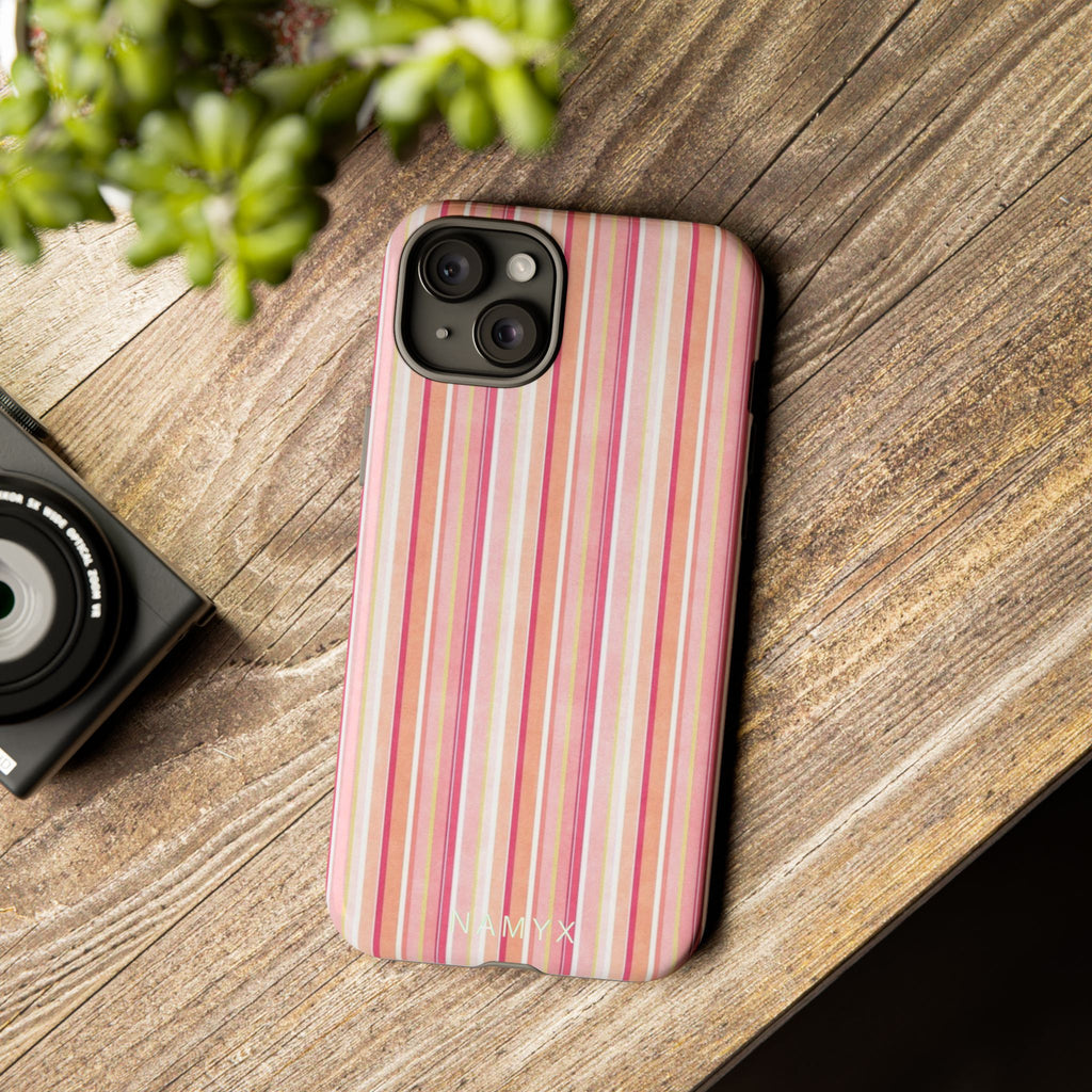 Pink Vintage Stripe Tough Phone Case