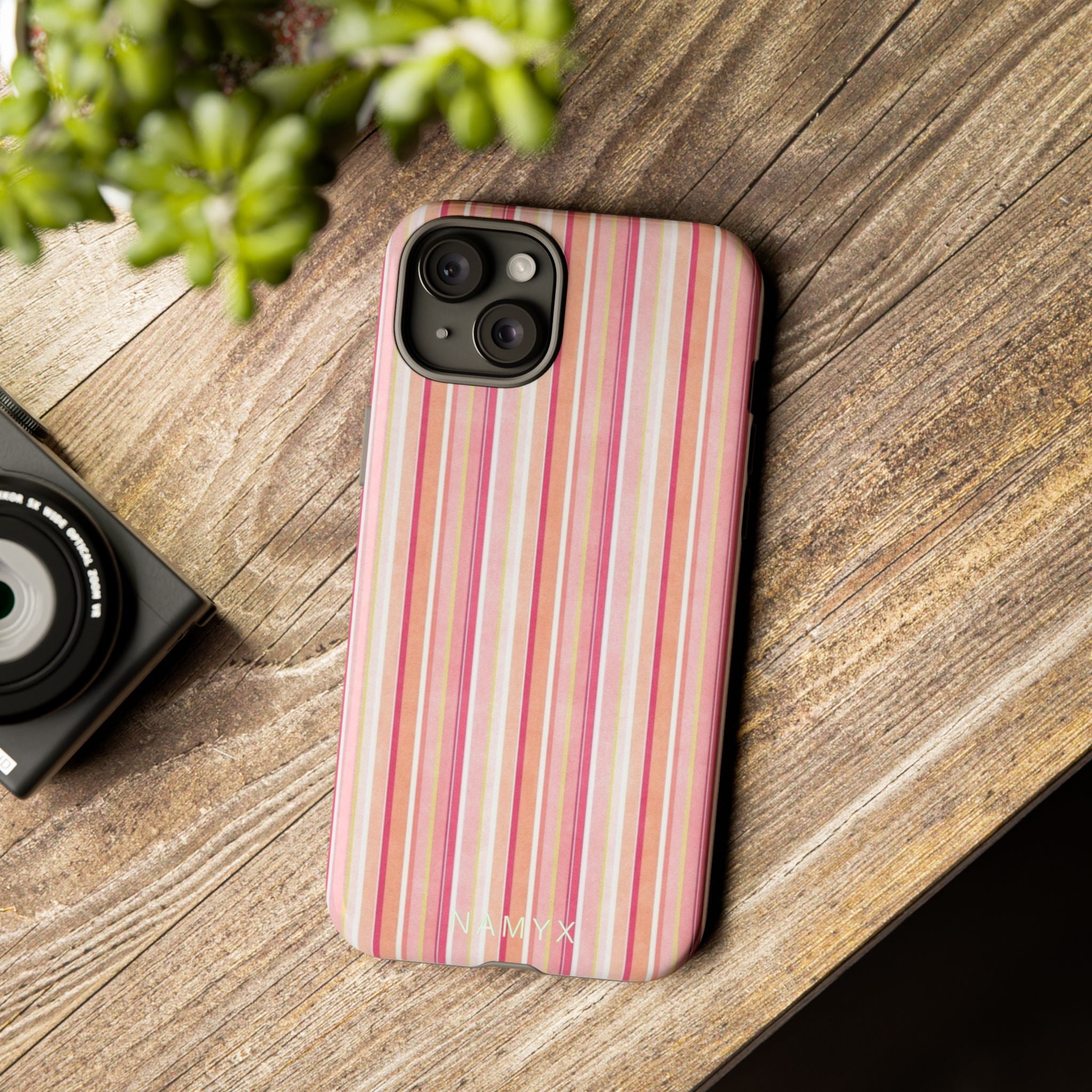 Pink Vintage Stripe Tough Phone Case