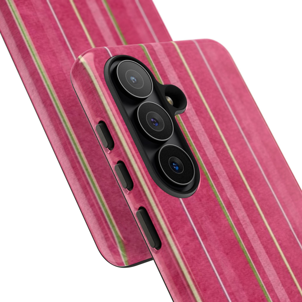 Pink Vertical Stripe Tough Phone Case — Durable Protective iPhone Cover with Subtle Vintage Stripes