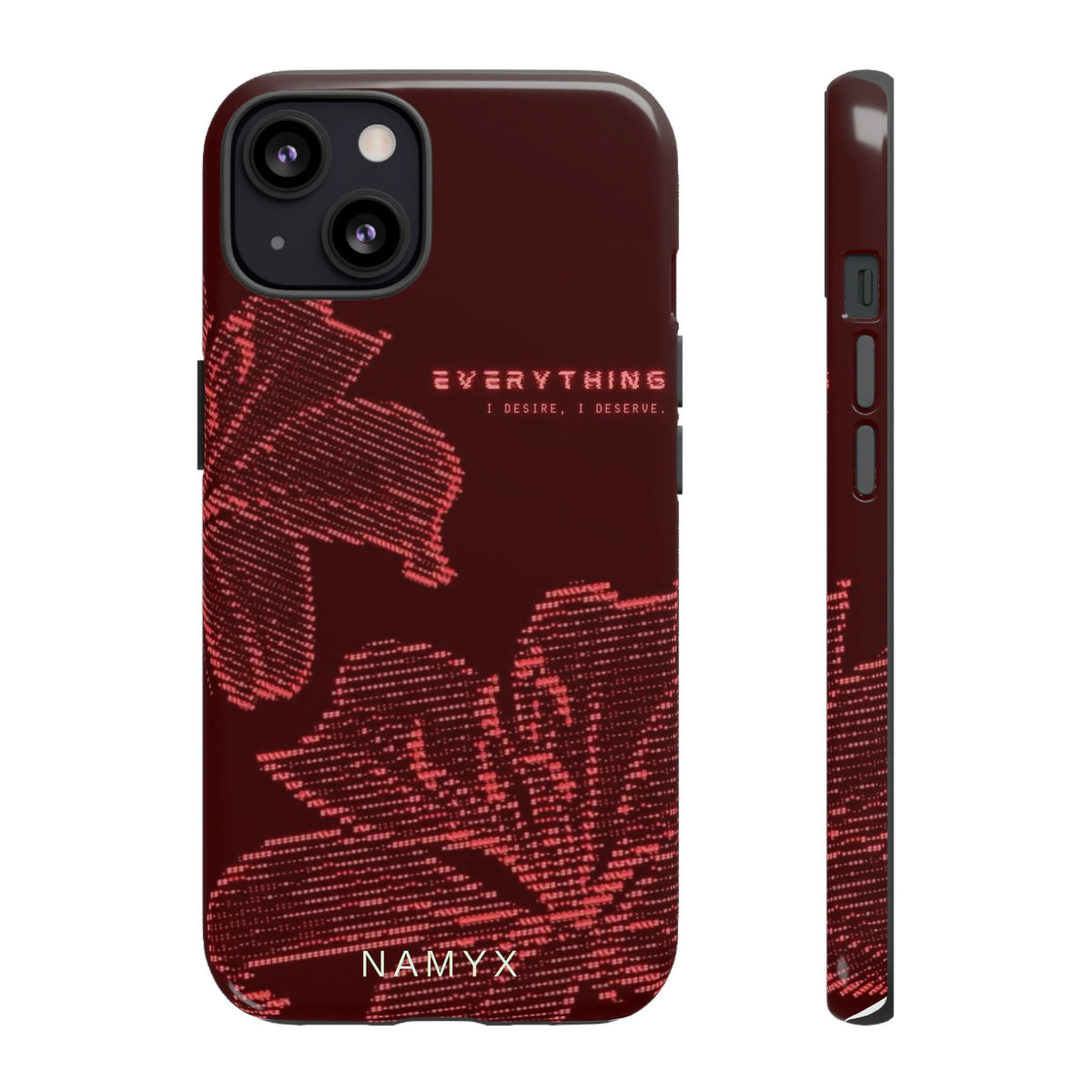 Floral Tough Phone Case — 'Everything' Burgundy Protective Cover