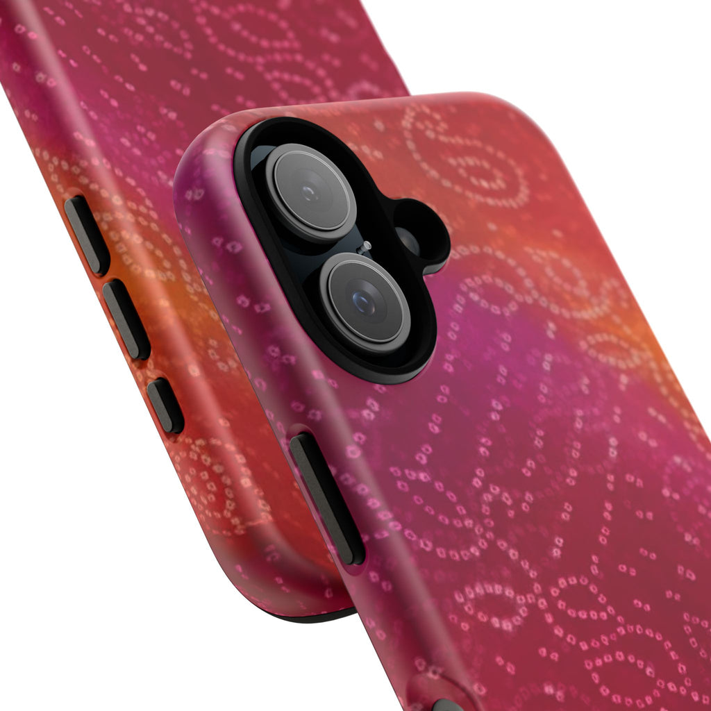 Floral Bandana Tough Case — Protective Phone Case with Pink Orange Paisley Design