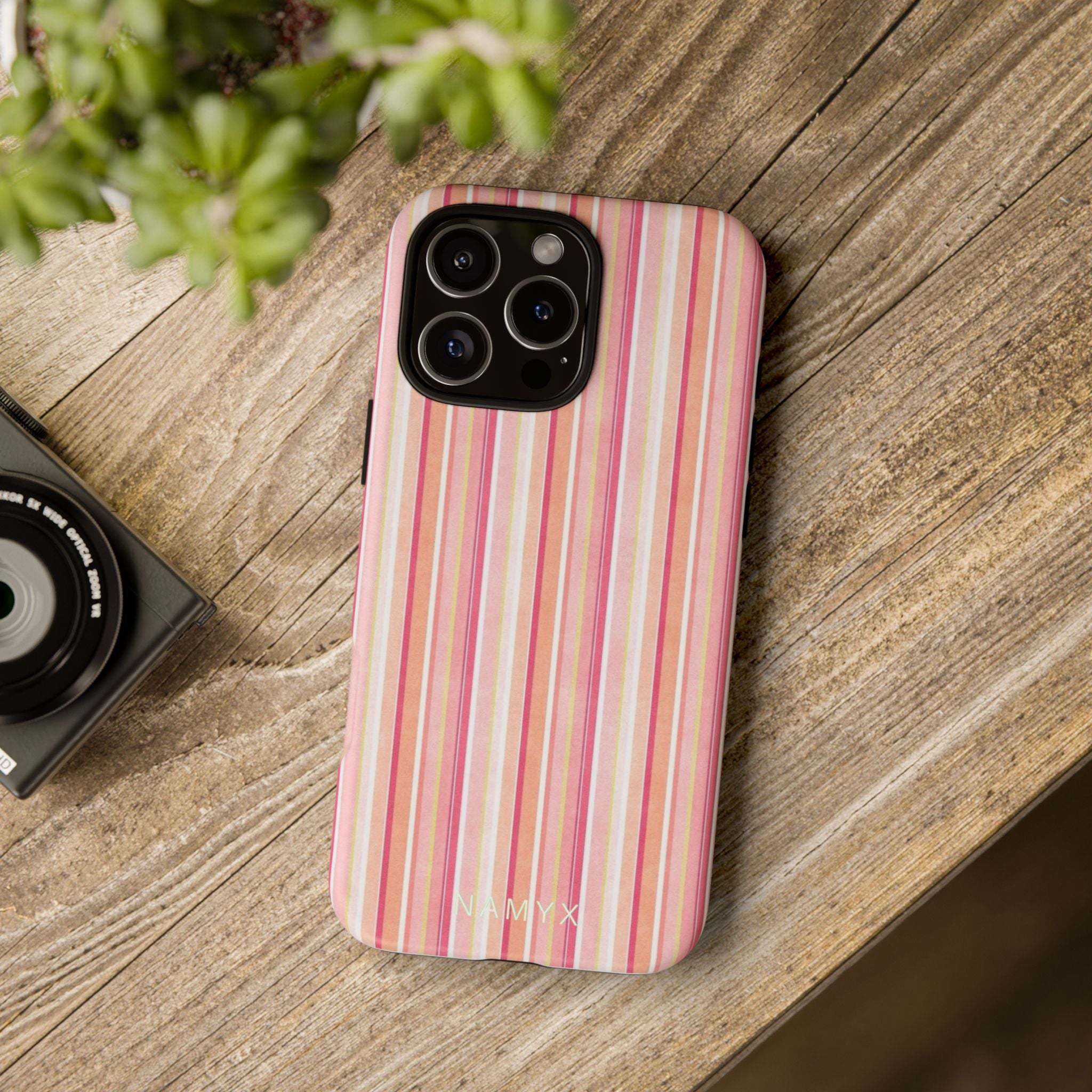 Pink Vintage Stripe Tough Phone Case