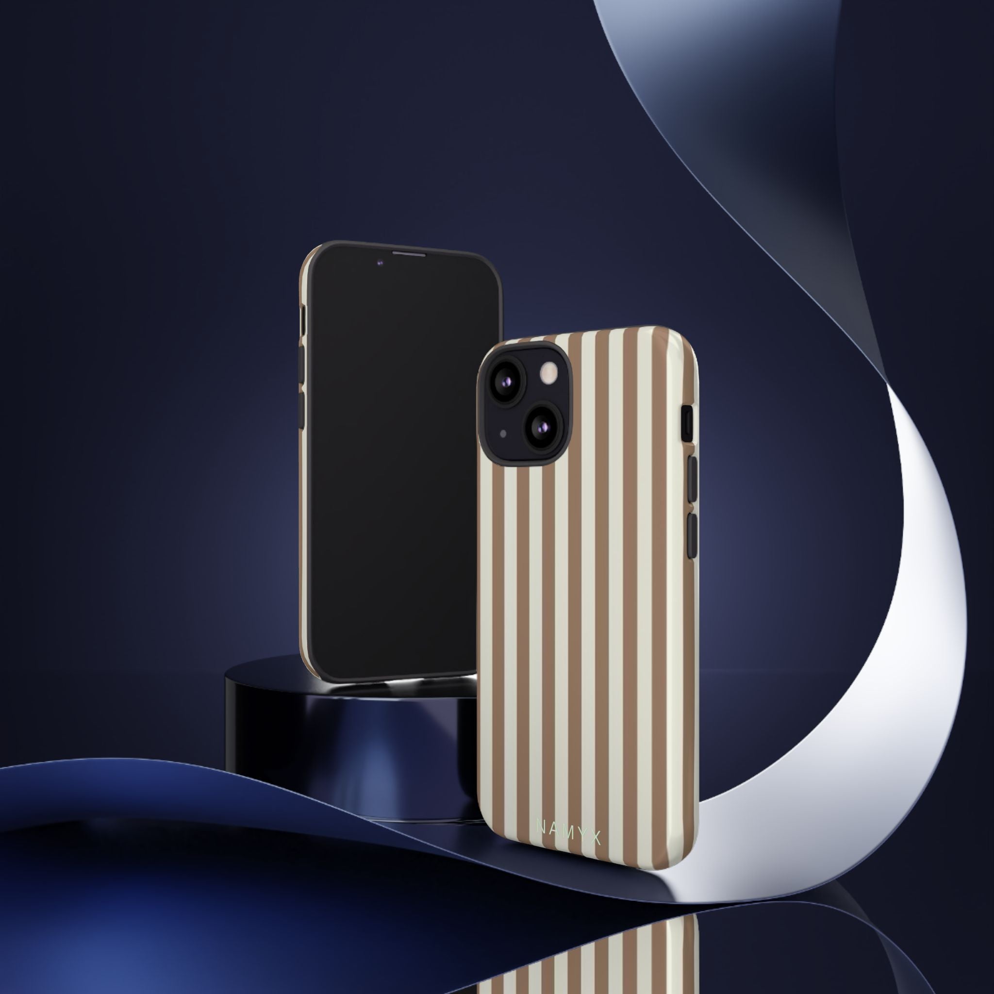 Striped Beige Phone Case — Classic Vertical Brown & Cream Stripe Tough Case