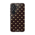 Tough Case — Brown Phone Case with Cream Heart Pattern