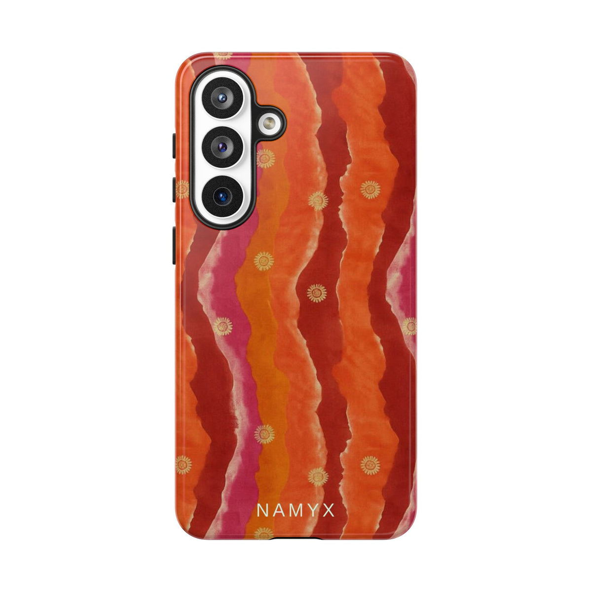 Abstract Red Waves Phone Case — Bold Orange & Pink Protective Tough Case