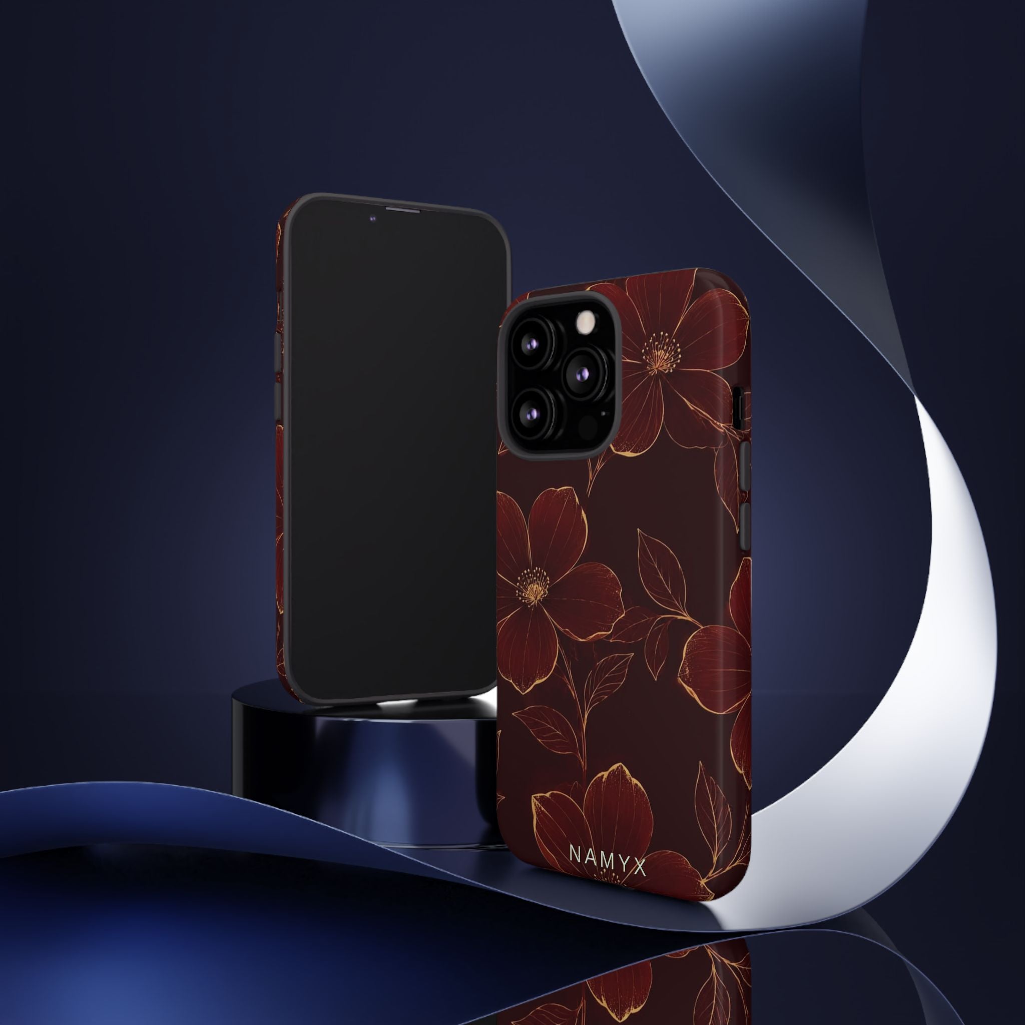 Floral Tough Case — Dark Red Botanical Phone Case