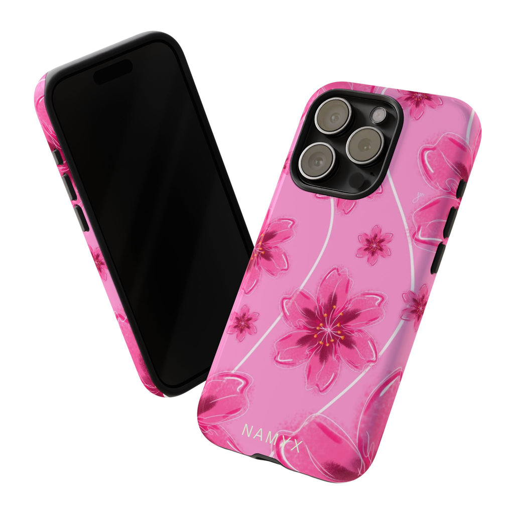 Pink Cherry Blossom Tough Phone Case — Floral Protective Cover
