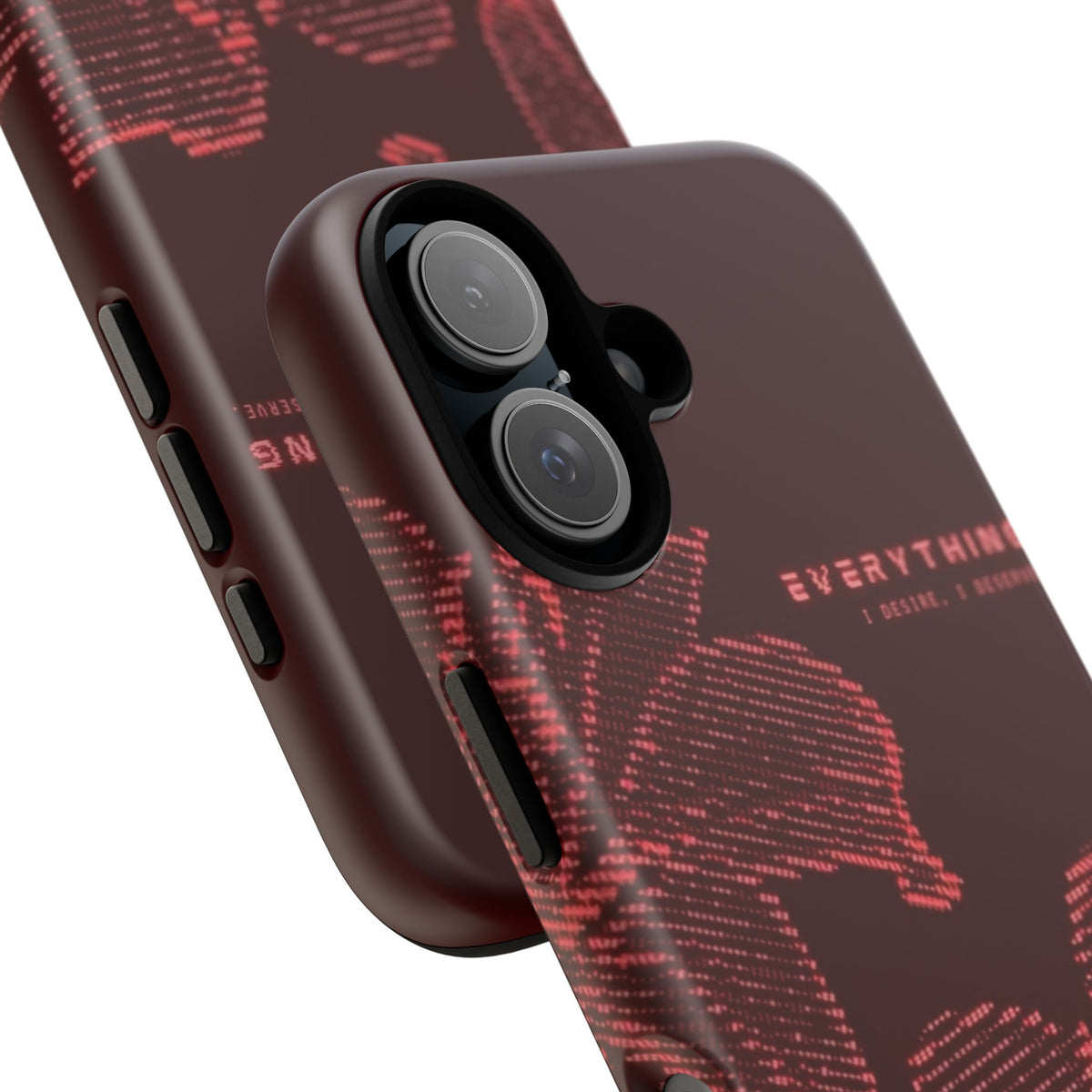 Floral Tough Phone Case — 'Everything' Burgundy Protective Cover