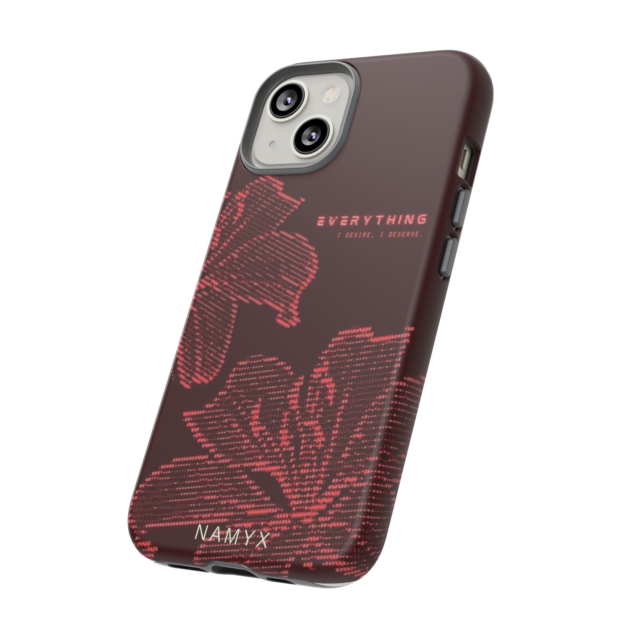 Floral Tough Phone Case — 'Everything' Burgundy Protective Cover