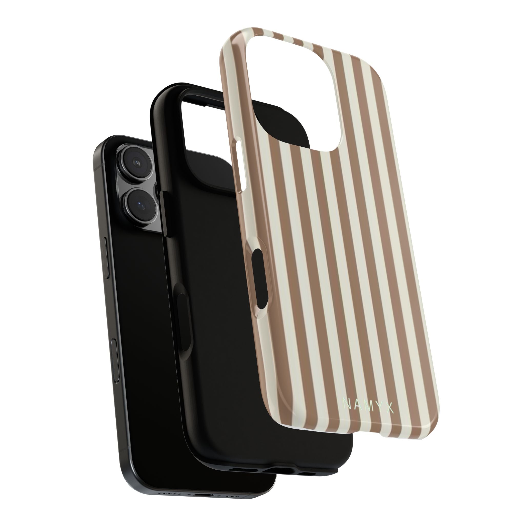 Striped Beige Phone Case — Classic Vertical Brown & Cream Stripe Tough Case
