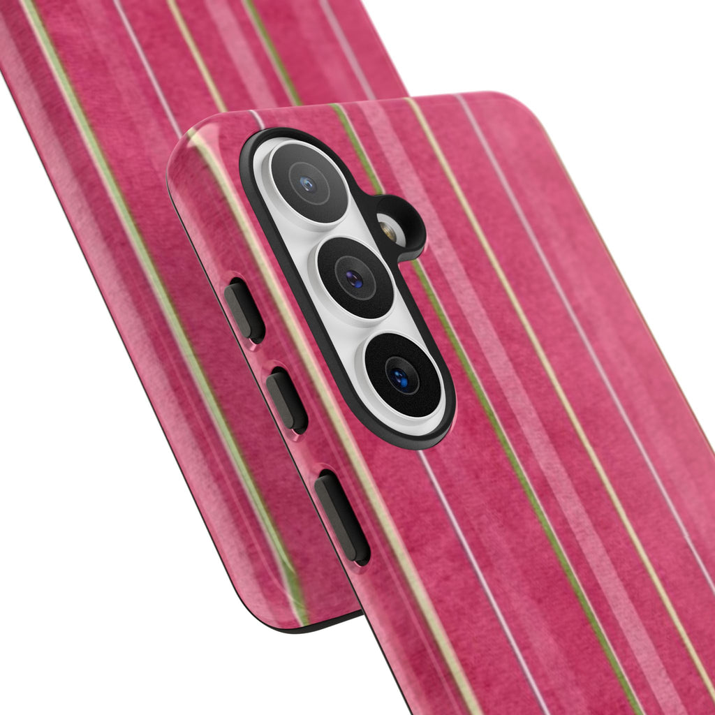 Pink Vertical Stripe Tough Phone Case — Durable Protective iPhone Cover with Subtle Vintage Stripes