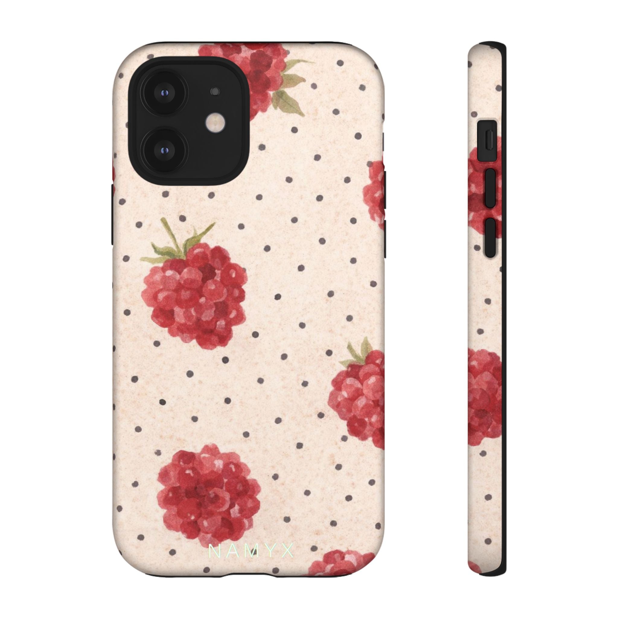 Raspberry Dotted Tough Phone Case — Vintage Floral Protective Cover