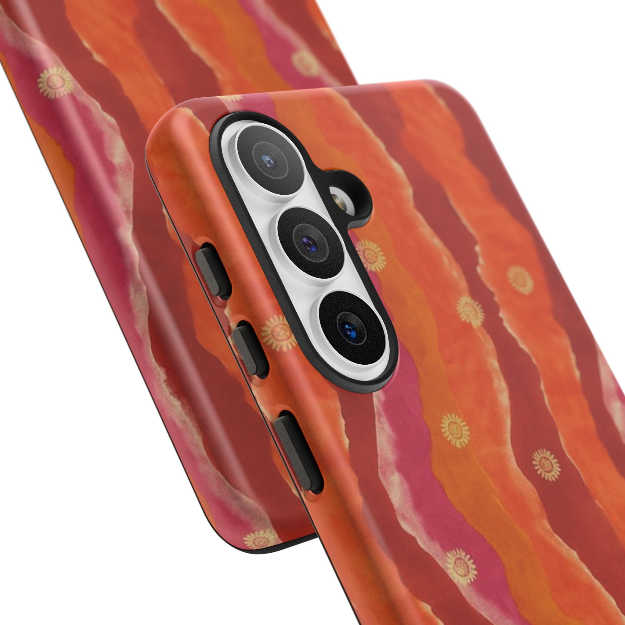 Abstract Red Waves Phone Case — Bold Orange & Pink Protective Tough Case