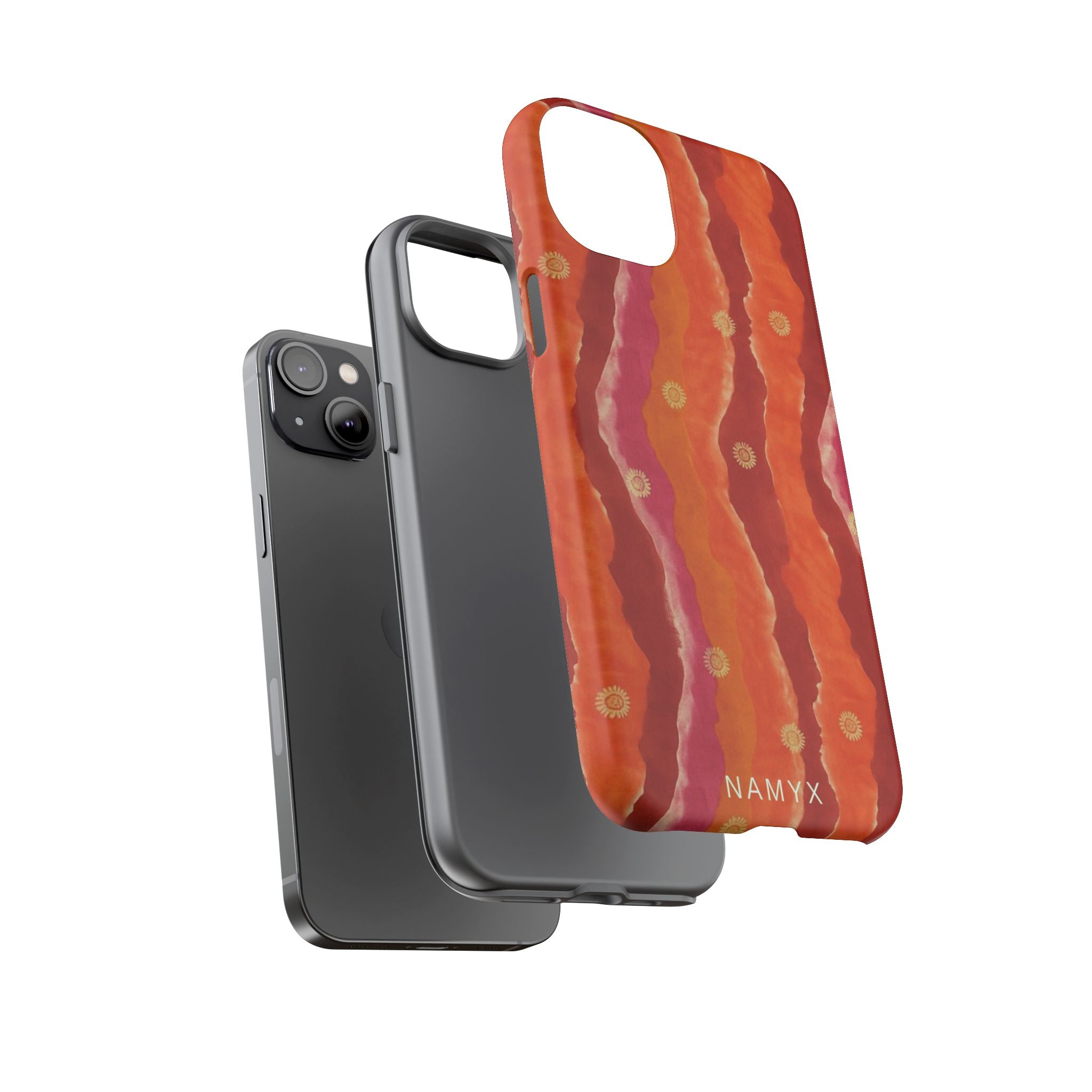 Abstract Red Waves Phone Case — Bold Orange & Pink Protective Tough Case