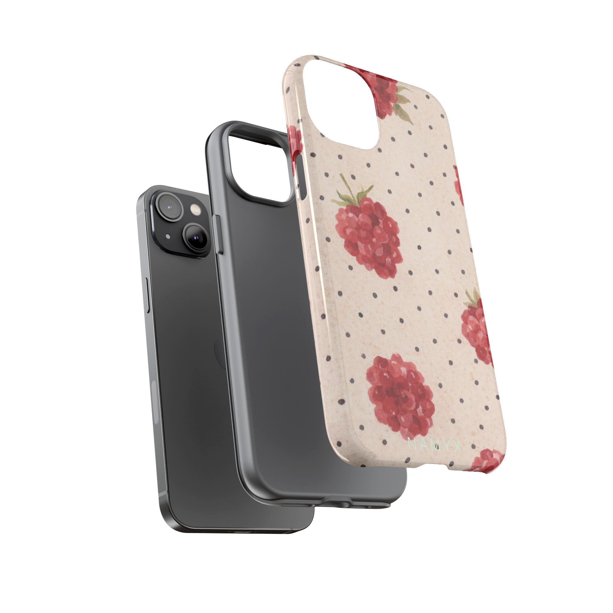 Raspberry Dotted Tough Phone Case — Vintage Floral Protective Cover