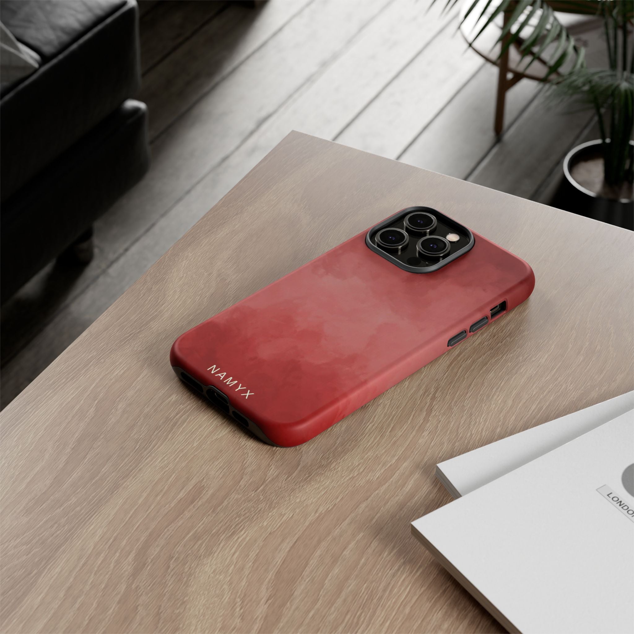 Red Watercolor Tough Phone Case — Durable Protective iPhone Cover