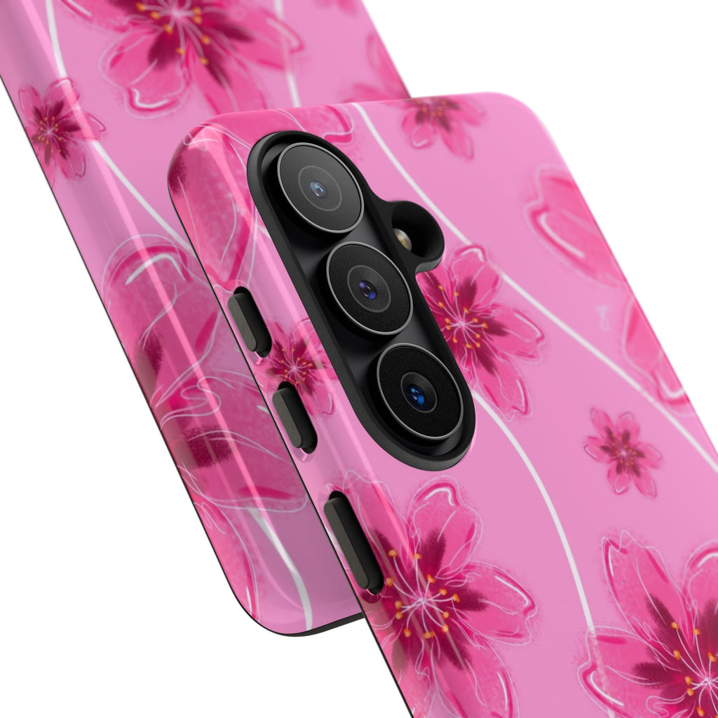 Pink Cherry Blossom Tough Phone Case — Floral Protective Cover