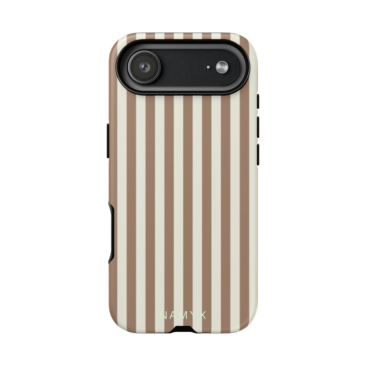 Striped Beige Phone Case — Classic Vertical Brown & Cream Stripe Tough Case