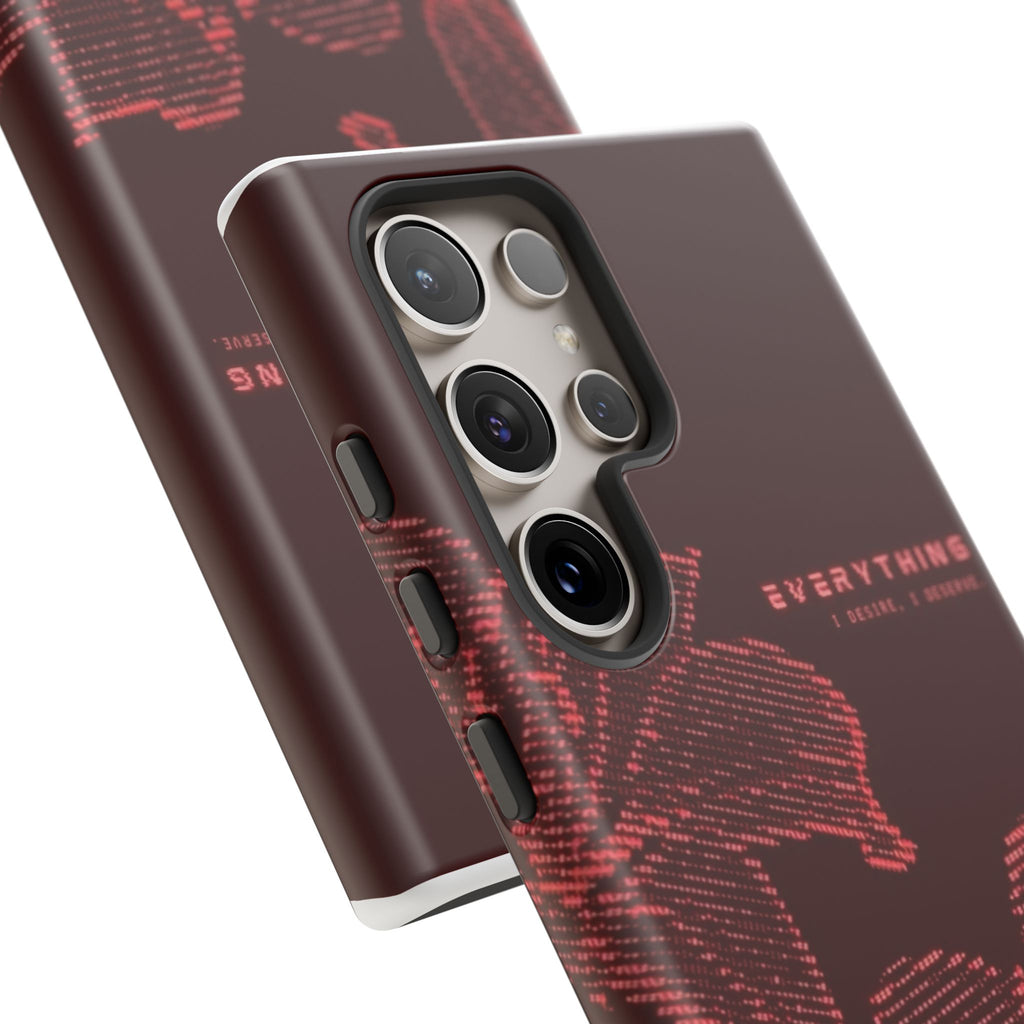 Floral Tough Phone Case — 'Everything' Burgundy Protective Cover