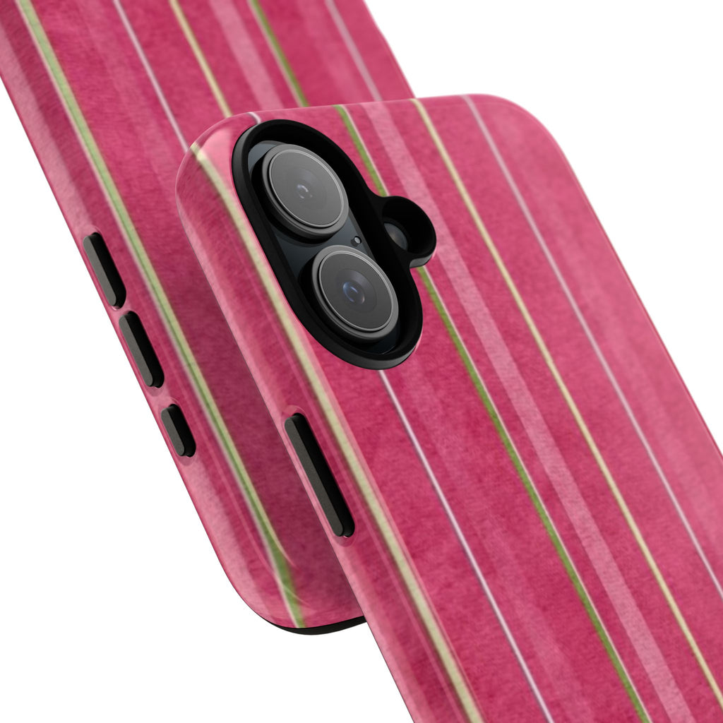 Pink Vertical Stripe Tough Phone Case — Durable Protective iPhone Cover with Subtle Vintage Stripes