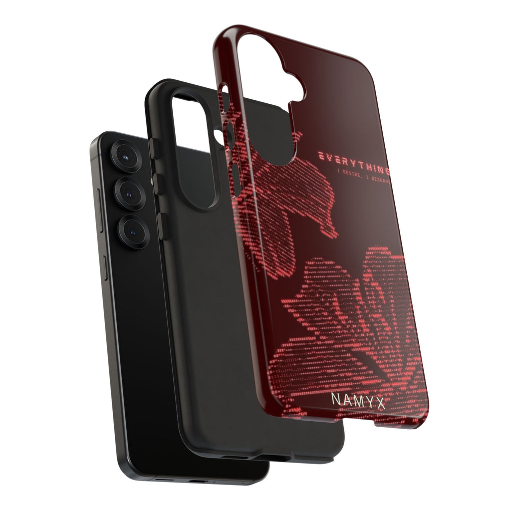 Floral Tough Phone Case — 'Everything' Burgundy Protective Cover