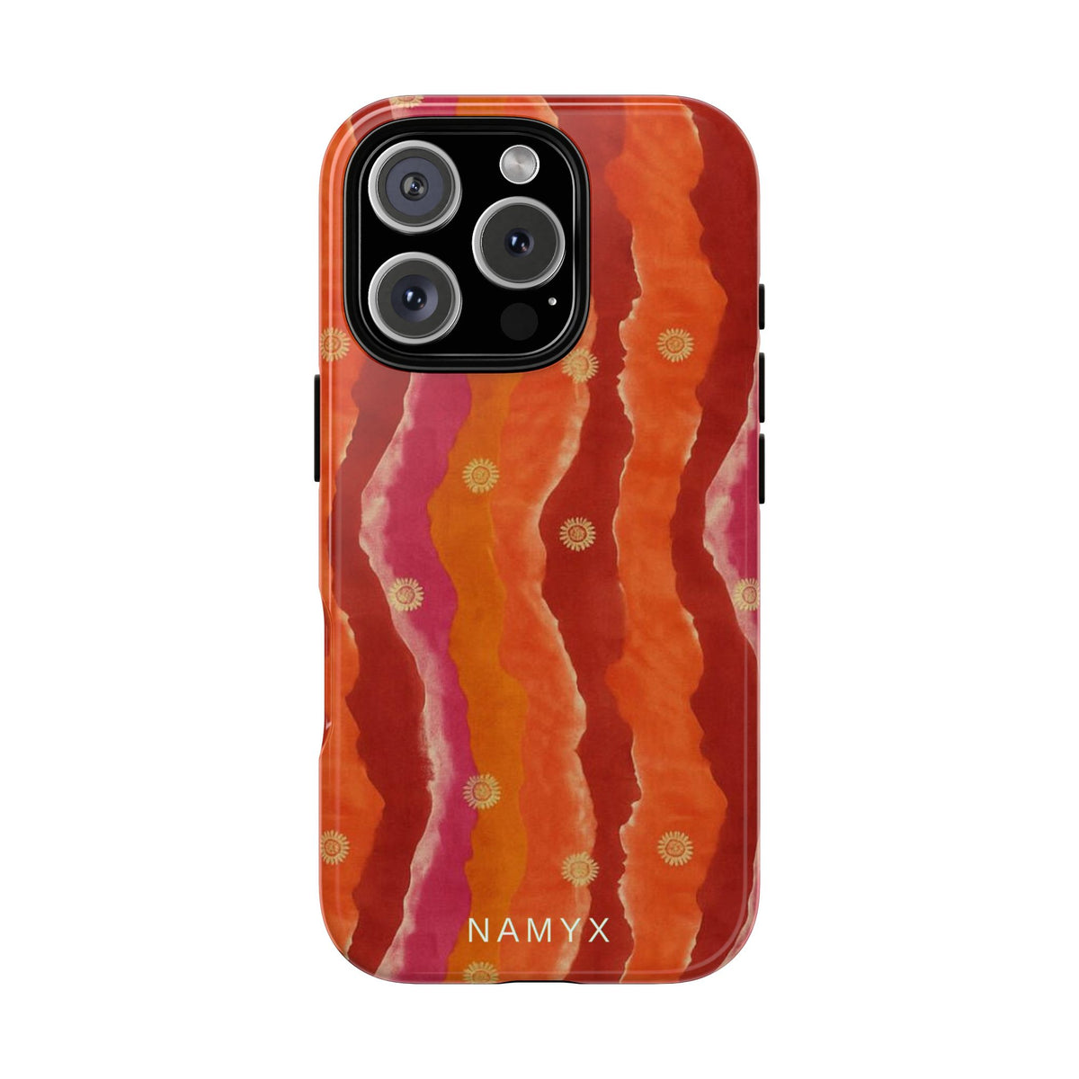 Abstract Red Waves Phone Case — Bold Orange & Pink Protective Tough Case