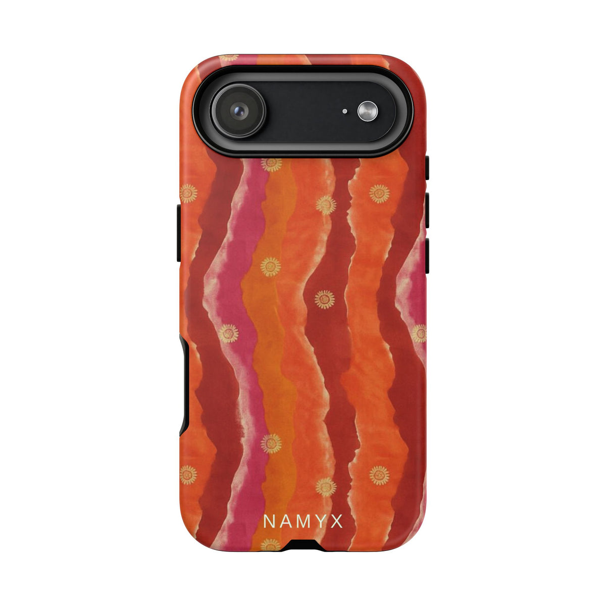 Abstract Red Waves Phone Case — Bold Orange & Pink Protective Tough Case