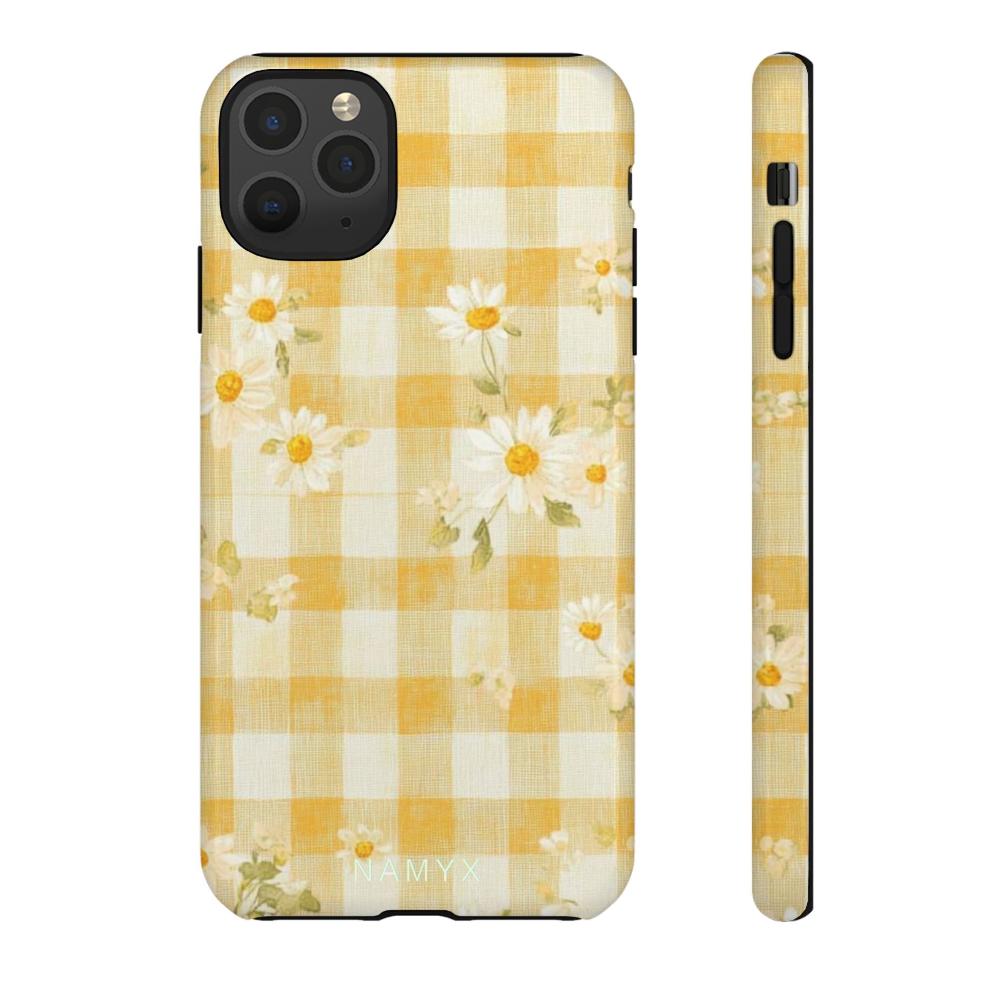 Daisy Gingham Tough Phone Case — Yellow Floral Protective Cover