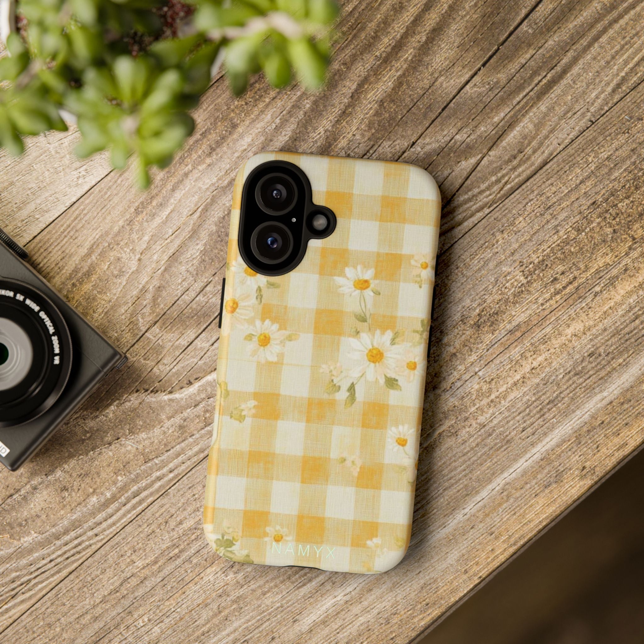 Daisy Gingham Tough Phone Case — Yellow Floral Protective Cover