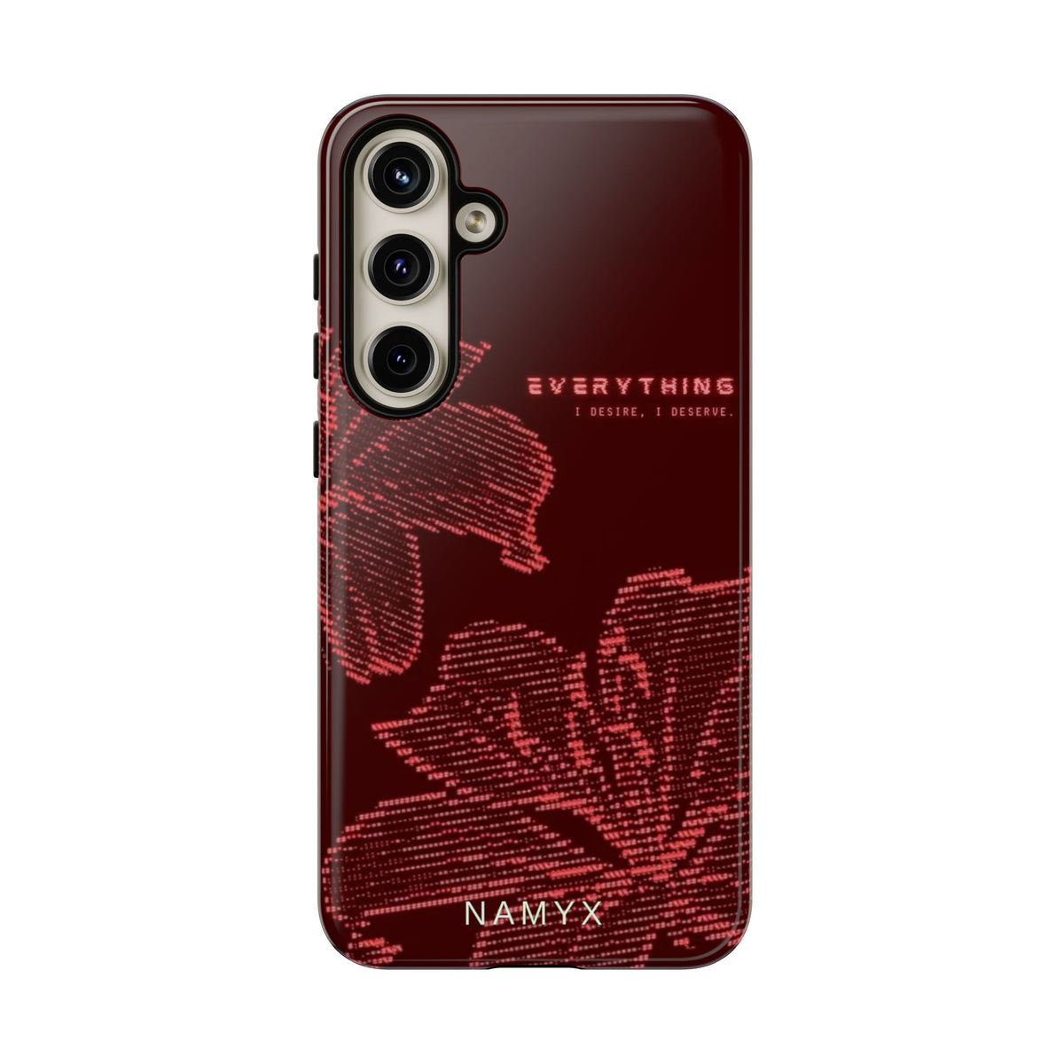 Floral Tough Phone Case — 'Everything' Burgundy Protective Cover
