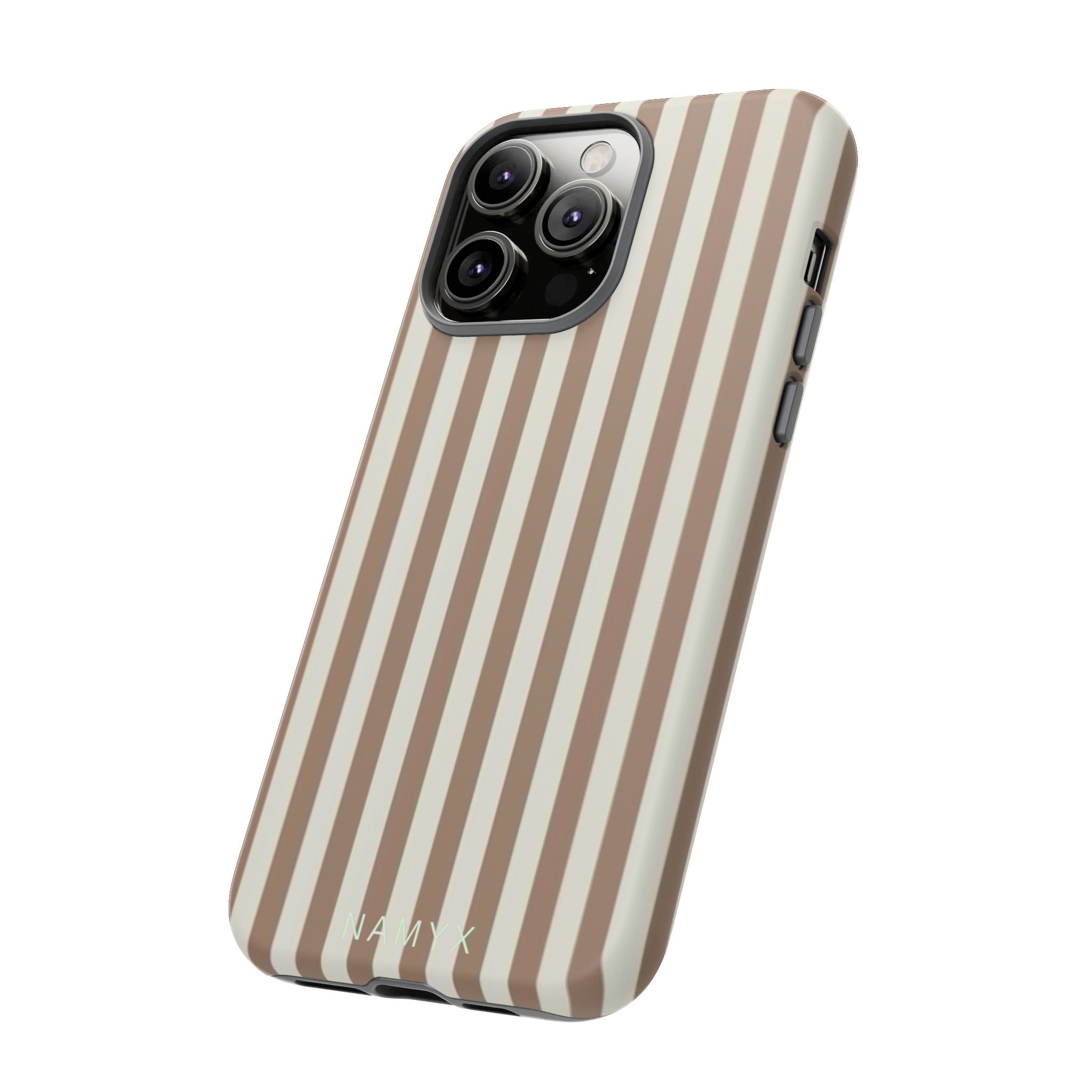 Striped Beige Phone Case — Classic Vertical Brown & Cream Stripe Tough Case