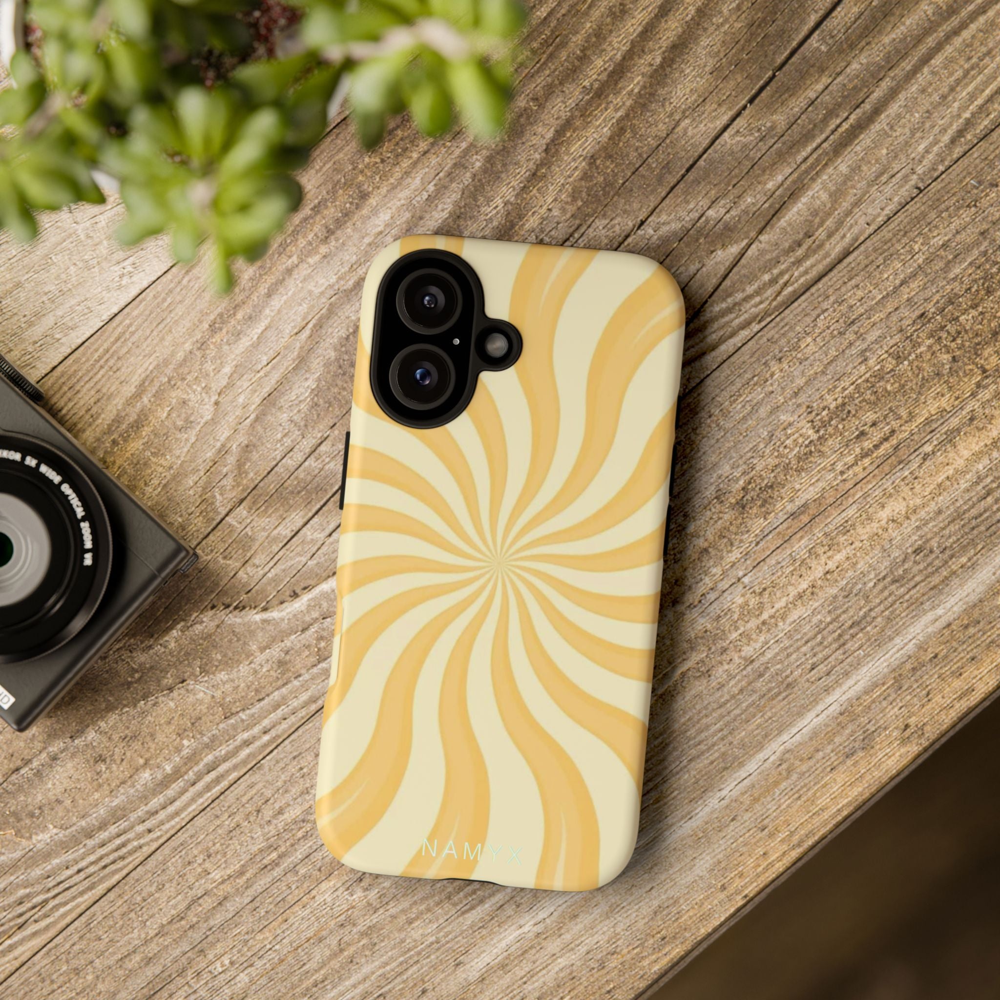 Phone Case — Retro Yellow Swirl Tough Protective Cover