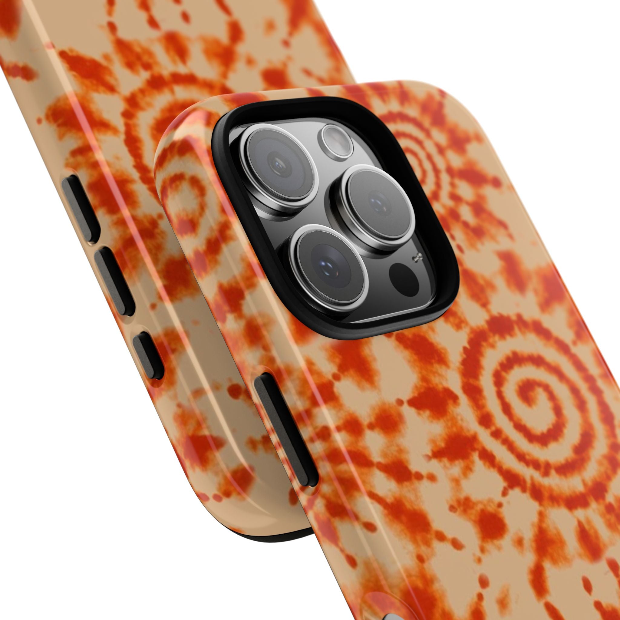 Tie-Dye Spiral Tough Phone Case — Orange Retro Protective Case