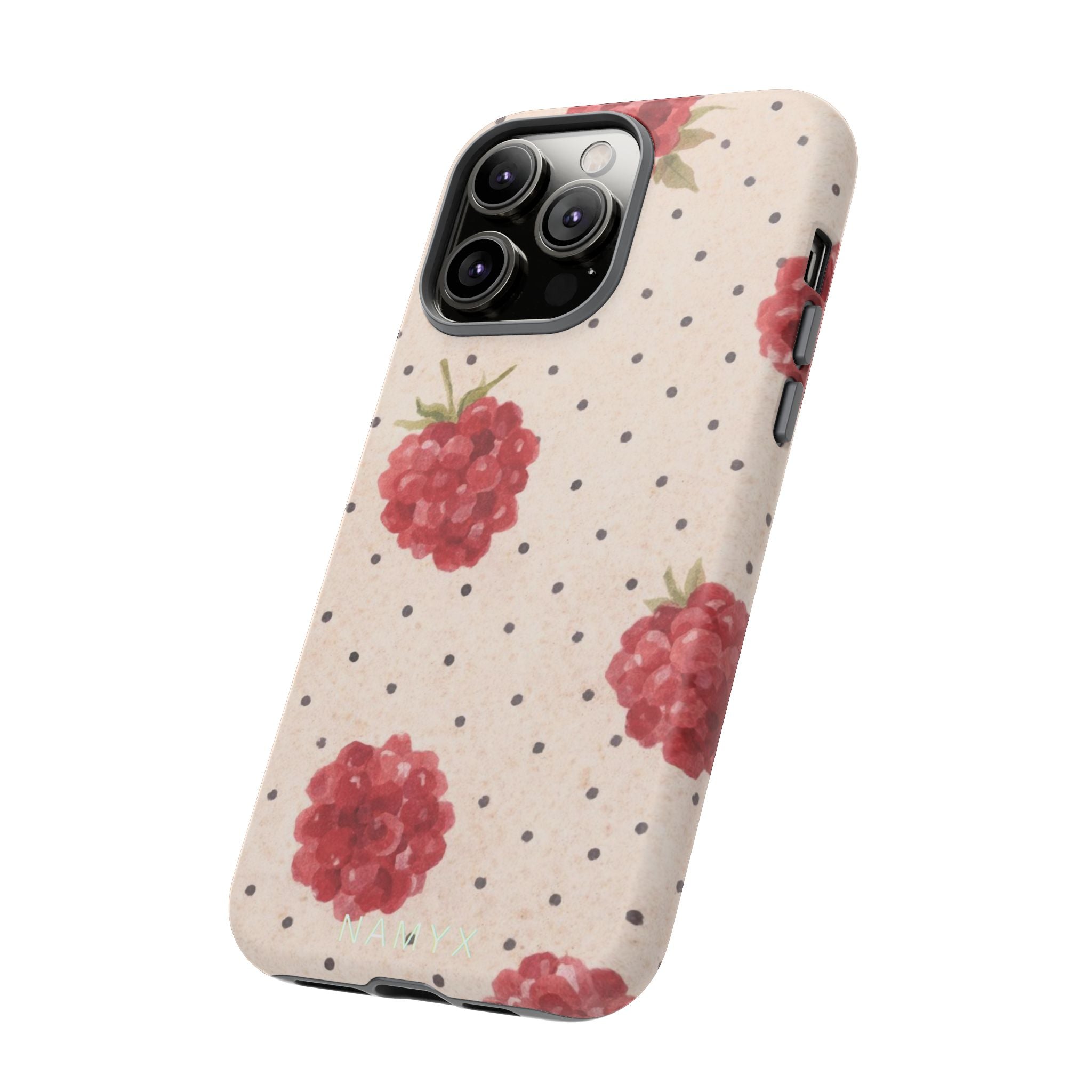 Raspberry Dotted Tough Phone Case — Vintage Floral Protective Cover