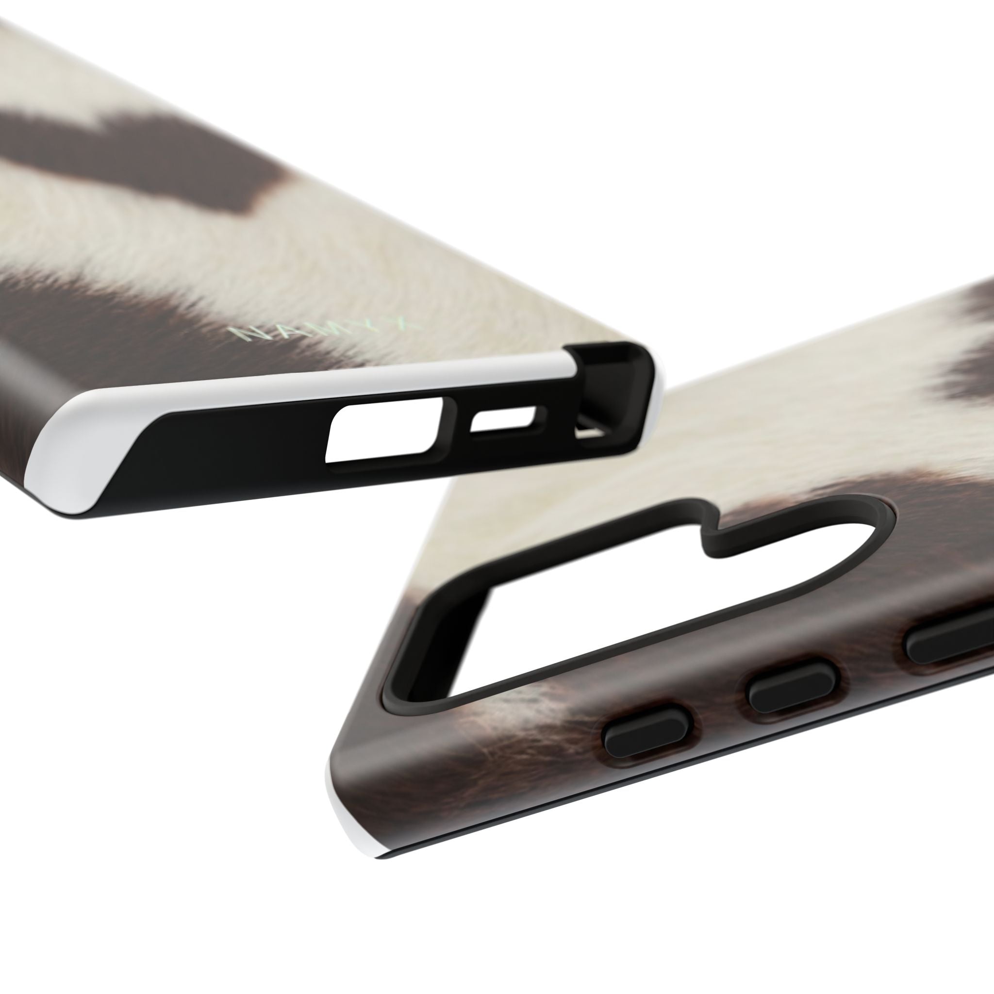 Cowhide Heart Phone Case — Cute Cow Print Protective iPhone Cover