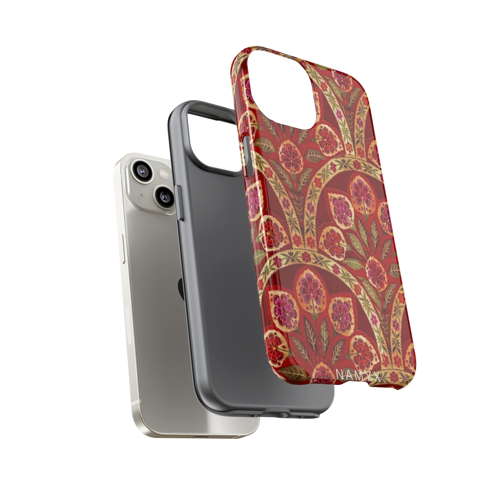 Floral Paisley Tough Phone Case — Red Gold Vintage Pattern
