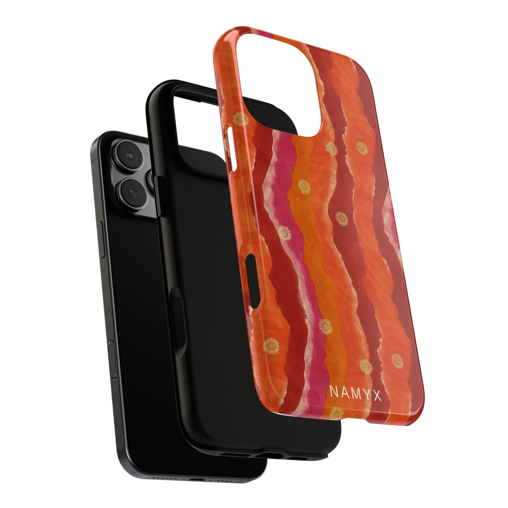 Abstract Red Waves Phone Case — Bold Orange & Pink Protective Tough Case