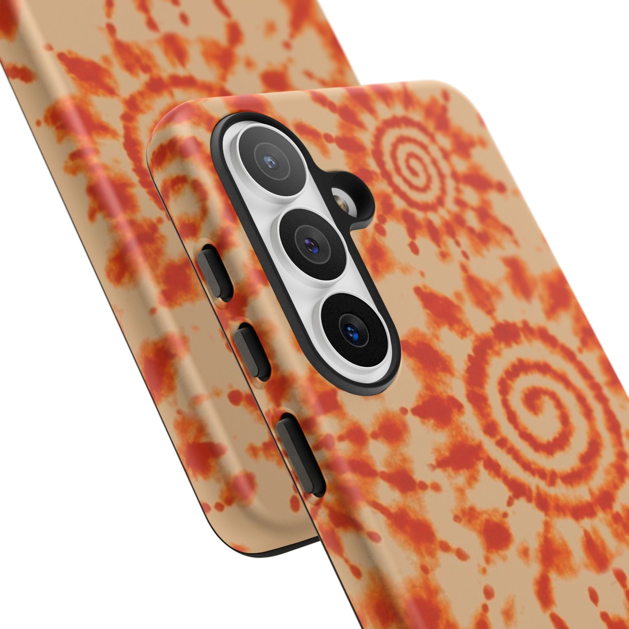 Tie-Dye Spiral Tough Phone Case — Orange Retro Protective Case
