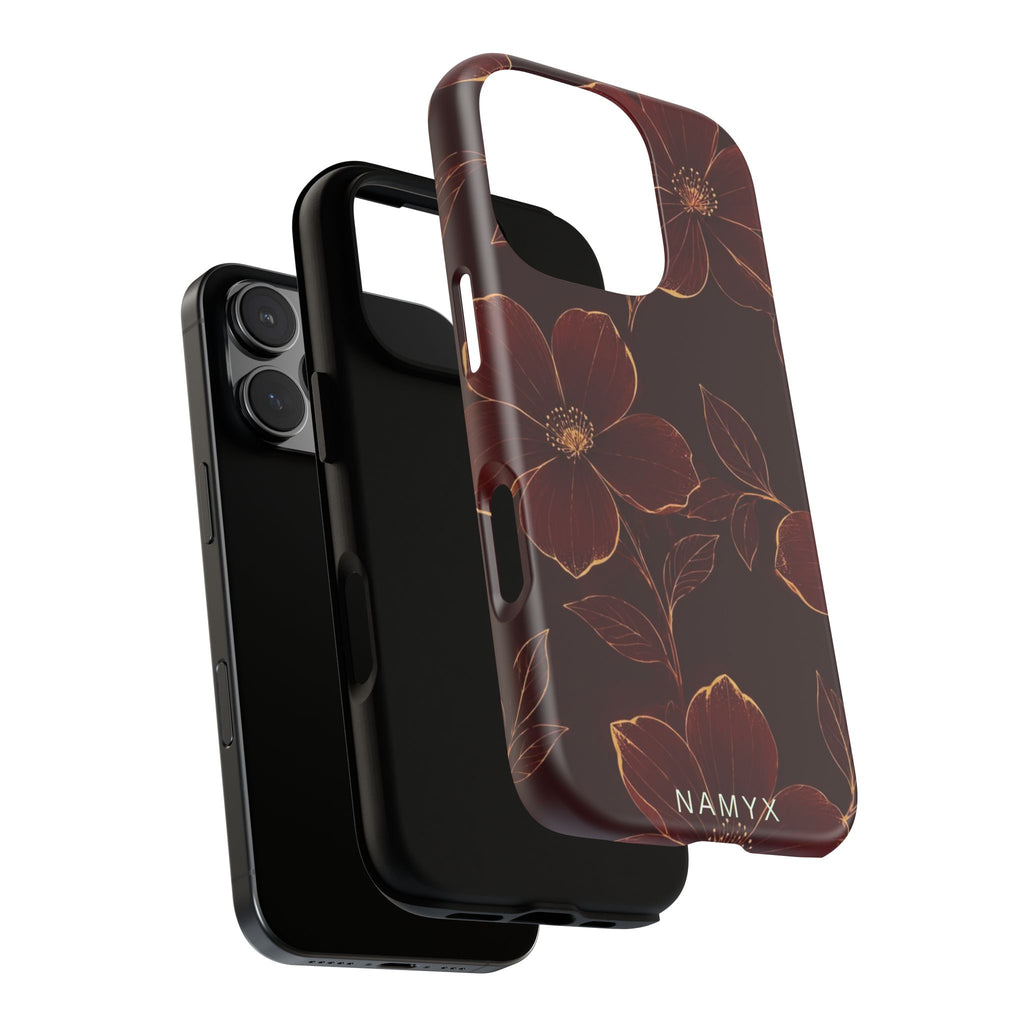 Floral Tough Case — Dark Red Botanical Phone Case