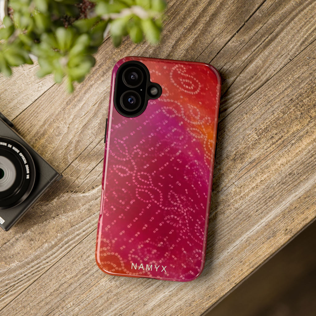 Floral Bandana Tough Case — Protective Phone Case with Pink Orange Paisley Design