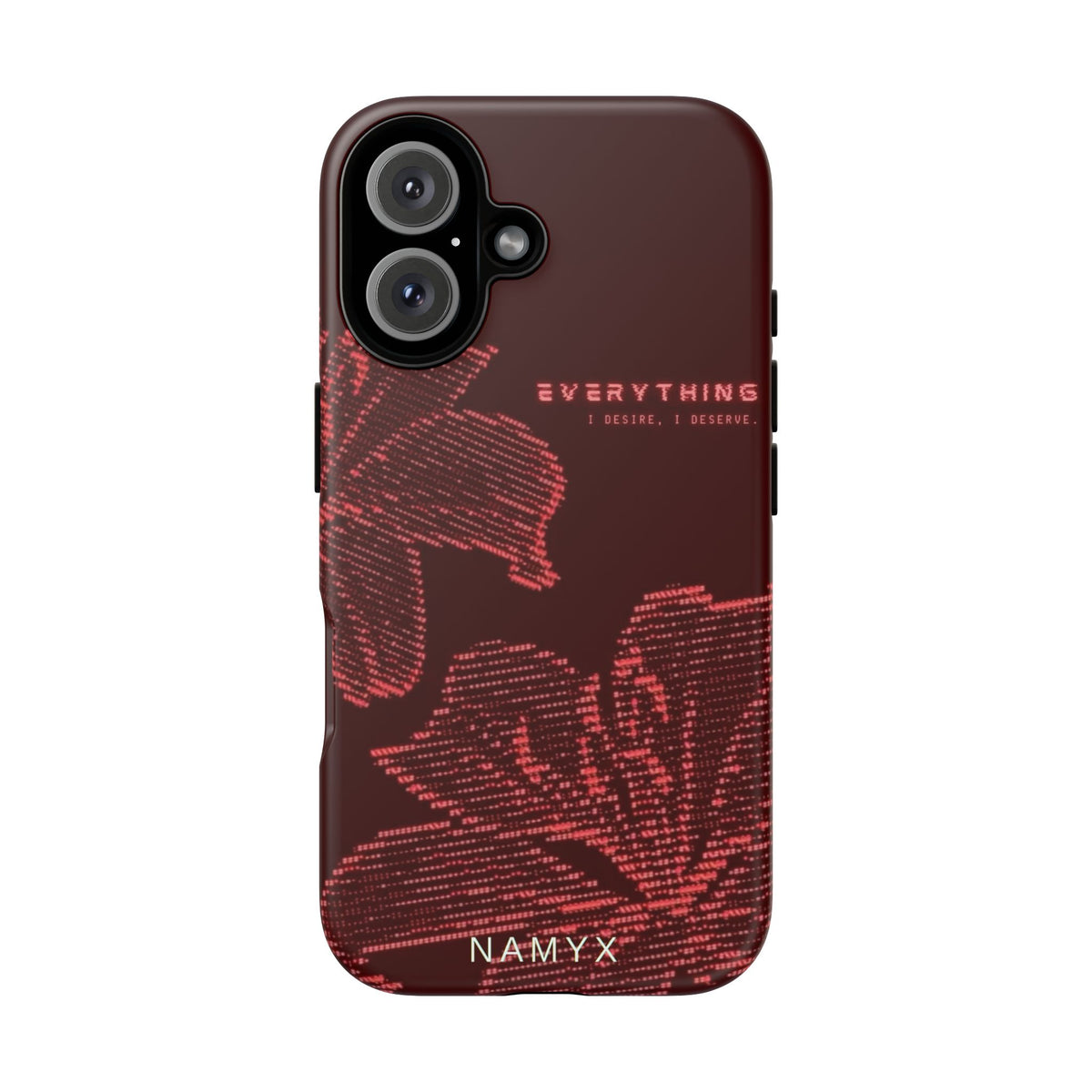 Floral Tough Phone Case — 'Everything' Burgundy Protective Cover