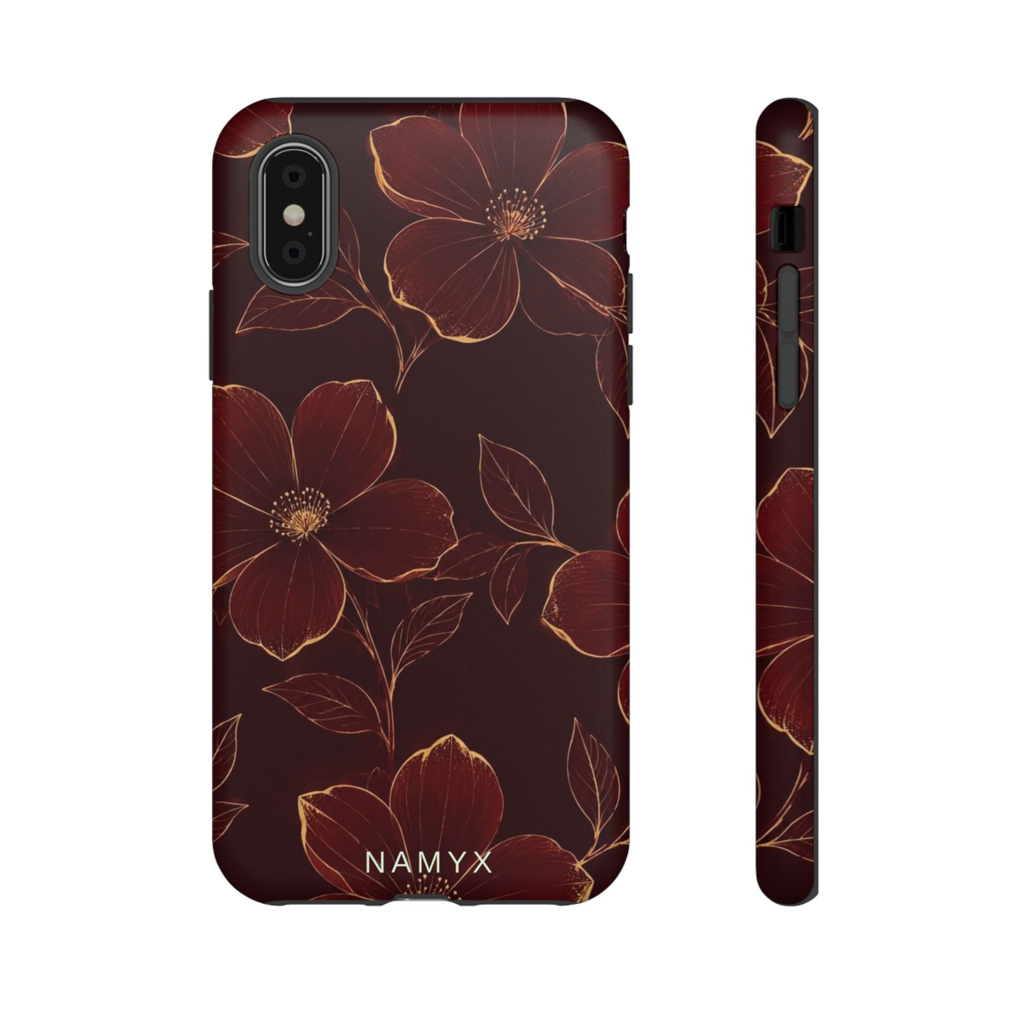 Floral Tough Case — Dark Red Botanical Phone Case