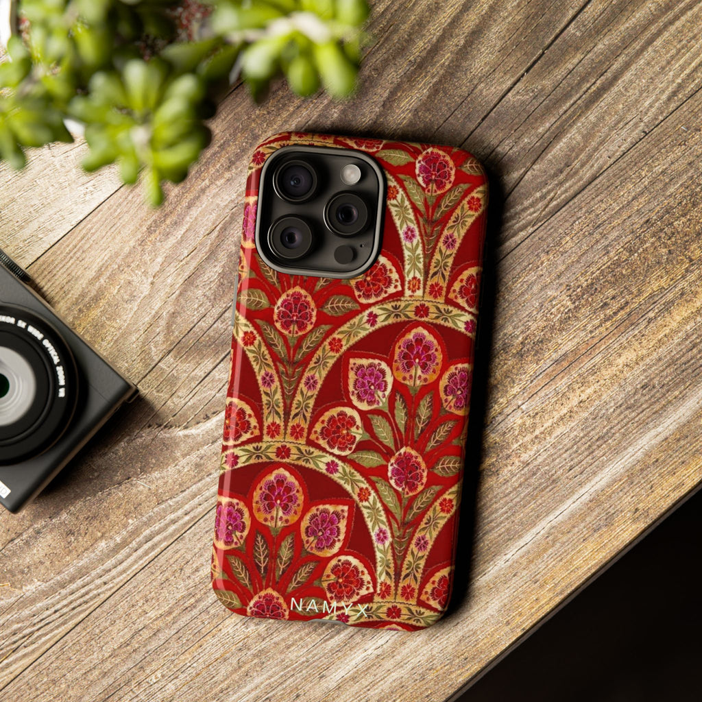 Floral Paisley Tough Phone Case — Red Gold Vintage Pattern