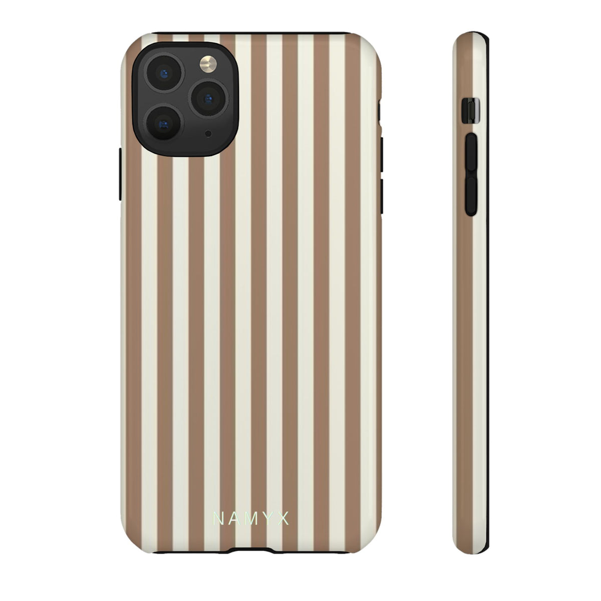Striped Beige Phone Case — Classic Vertical Brown & Cream Stripe Tough Case
